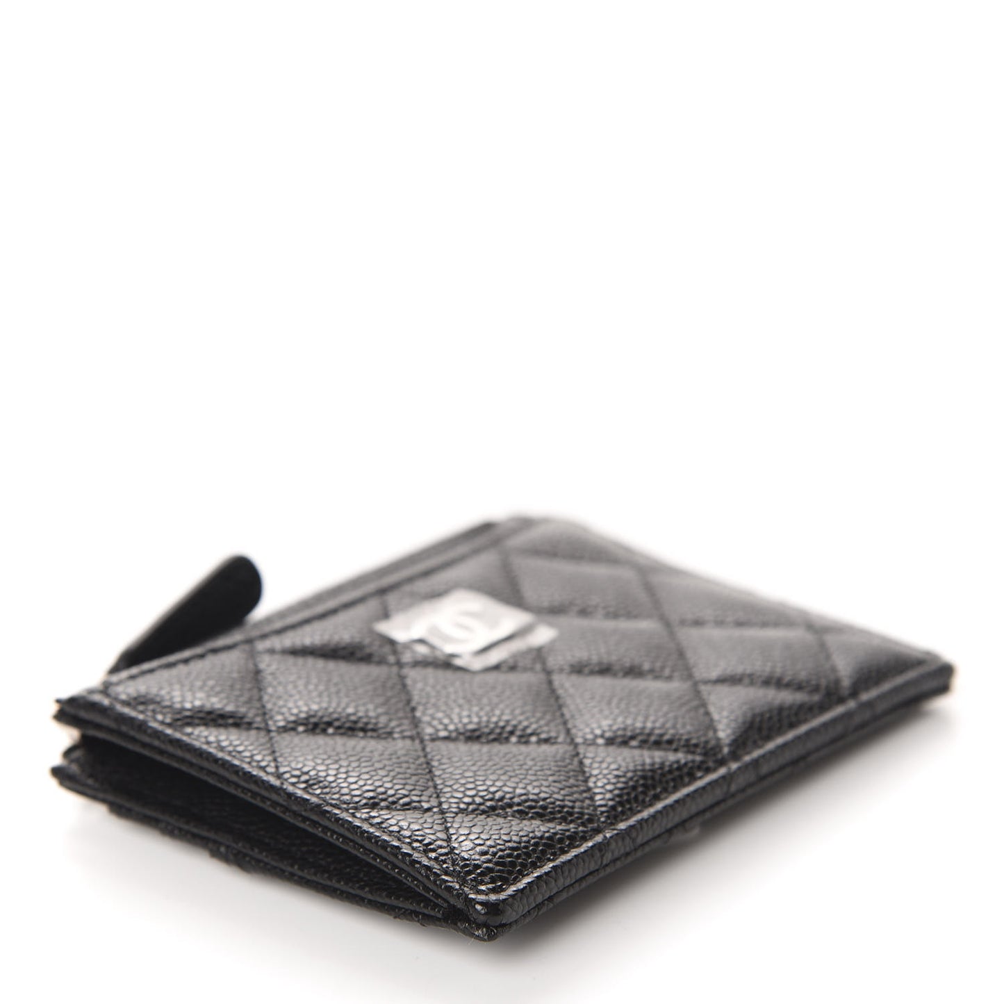 Caviar Quilted CC Zip Card Holder Black