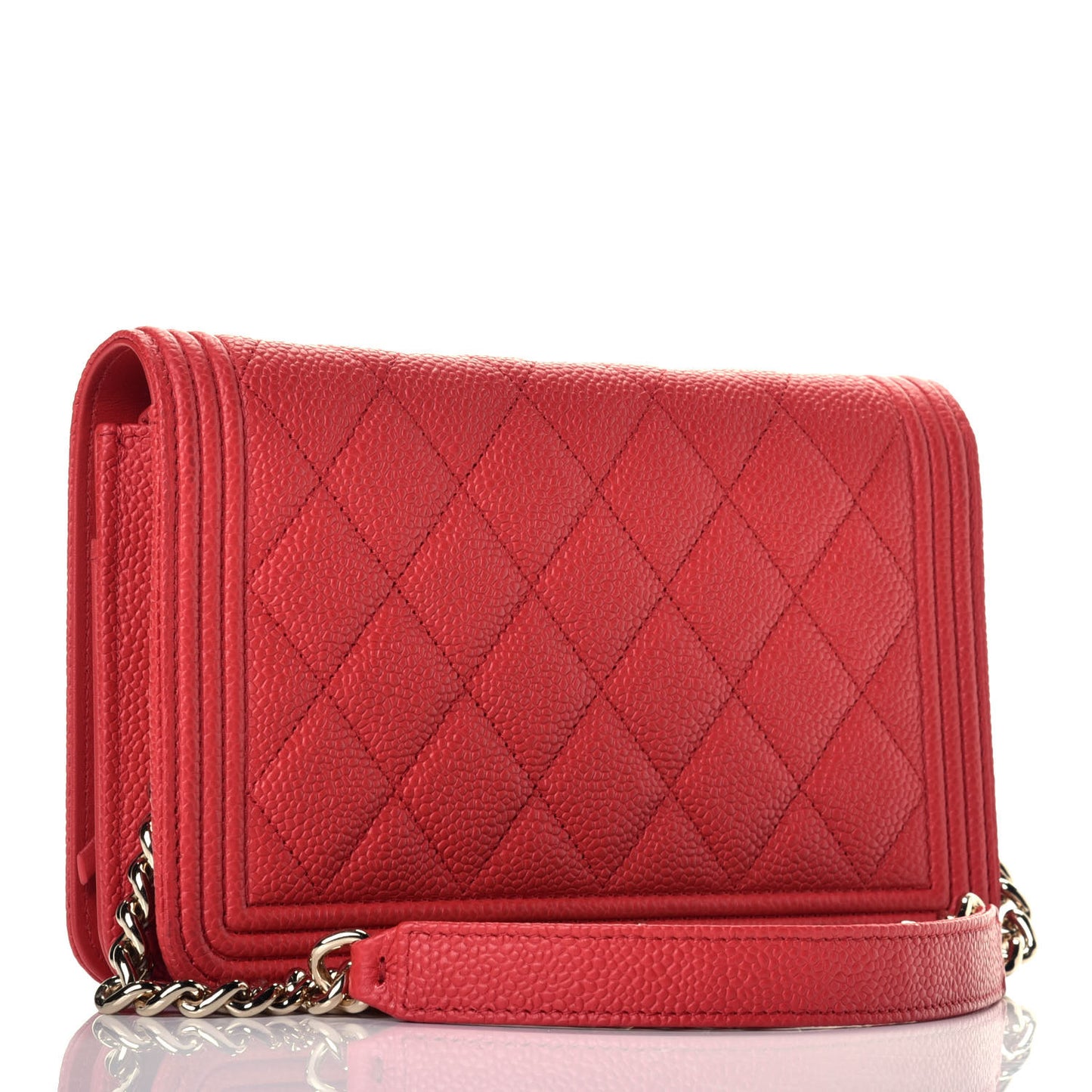 Caviar Quilted Boy Wallet On Chain WOC Red