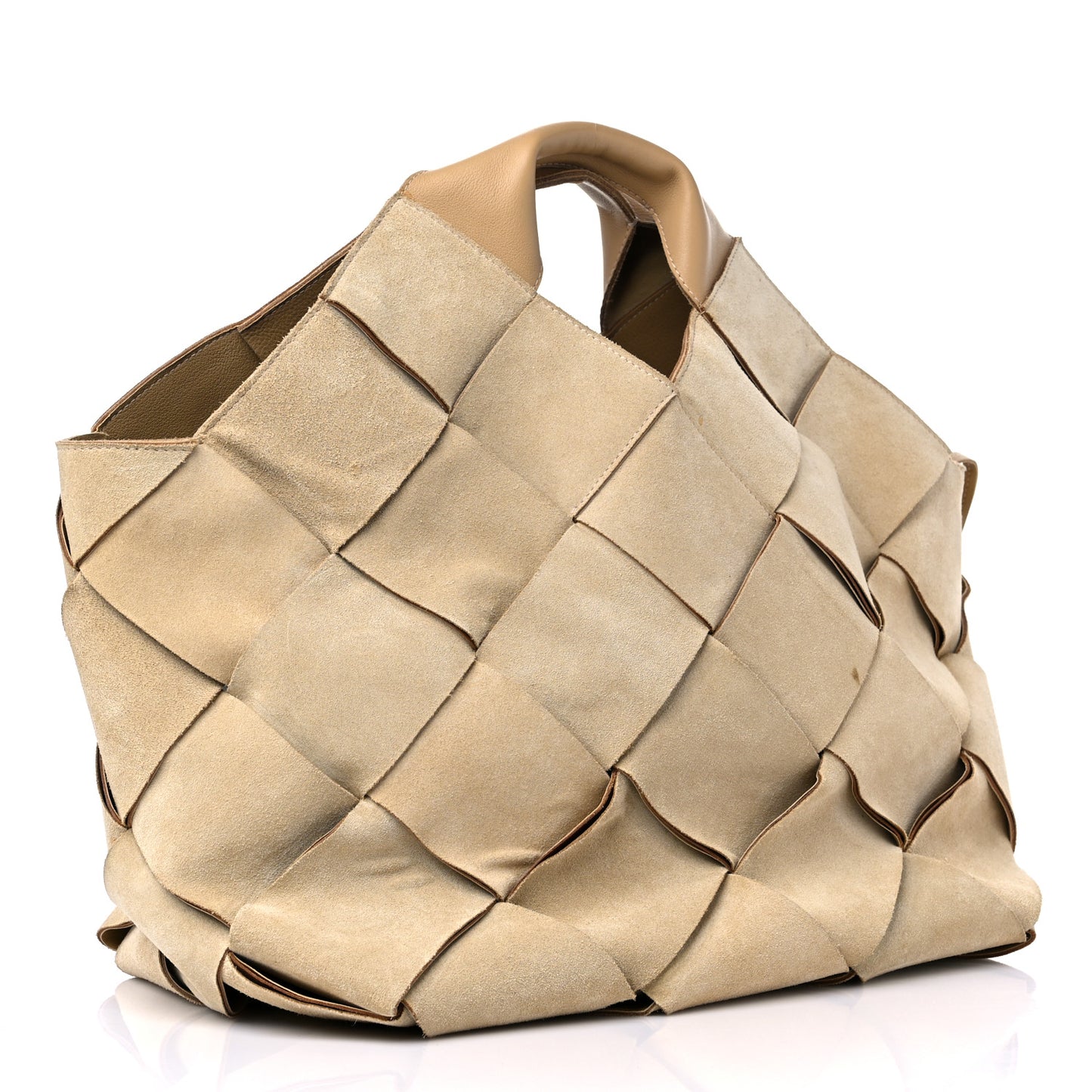 Suede Woven Basket Bag Beige