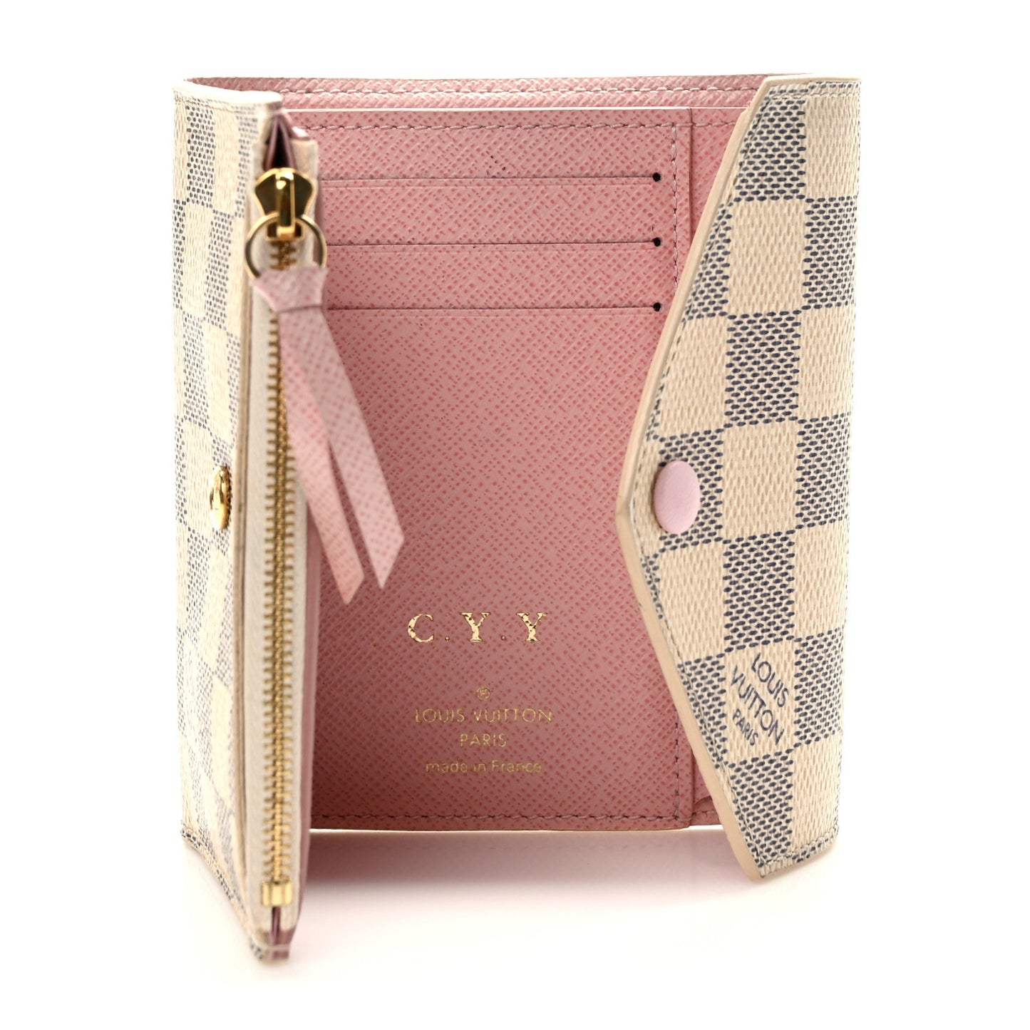 Damier Azur Victorine Wallet Rose Ballerine