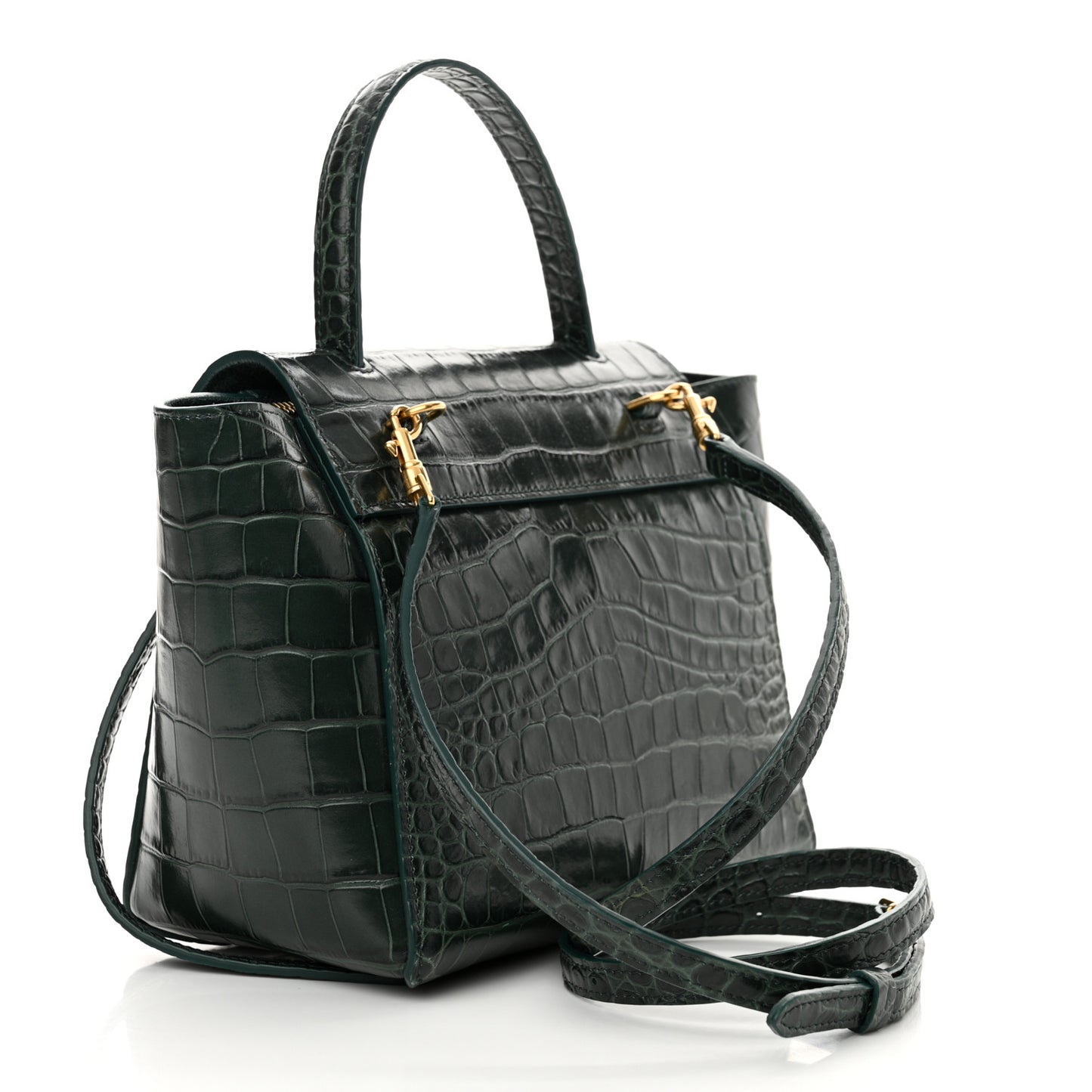 Calfskin Crocodile Embossed Nano Belt Bag Amazone