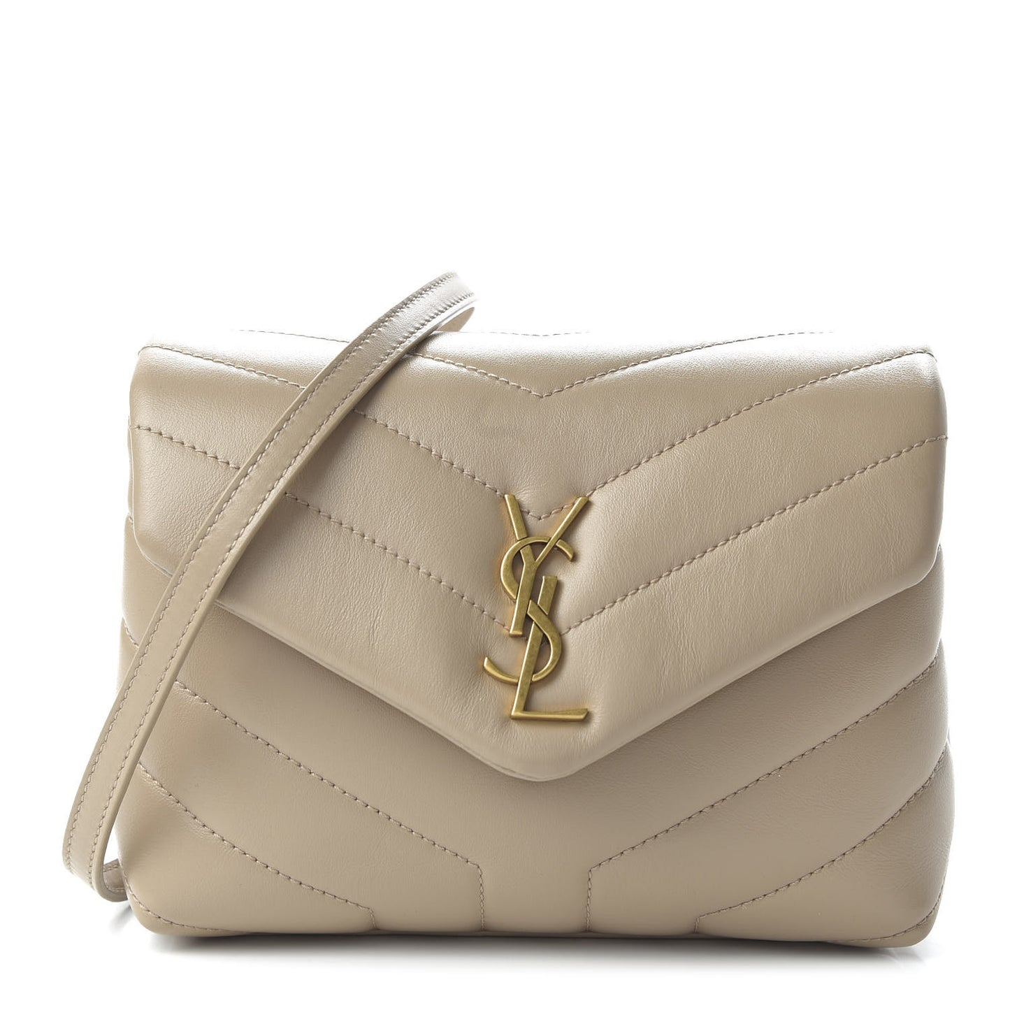 Calfskin Y Quilted Monogram Toy Loulou Crossbody Bag Dark Beige