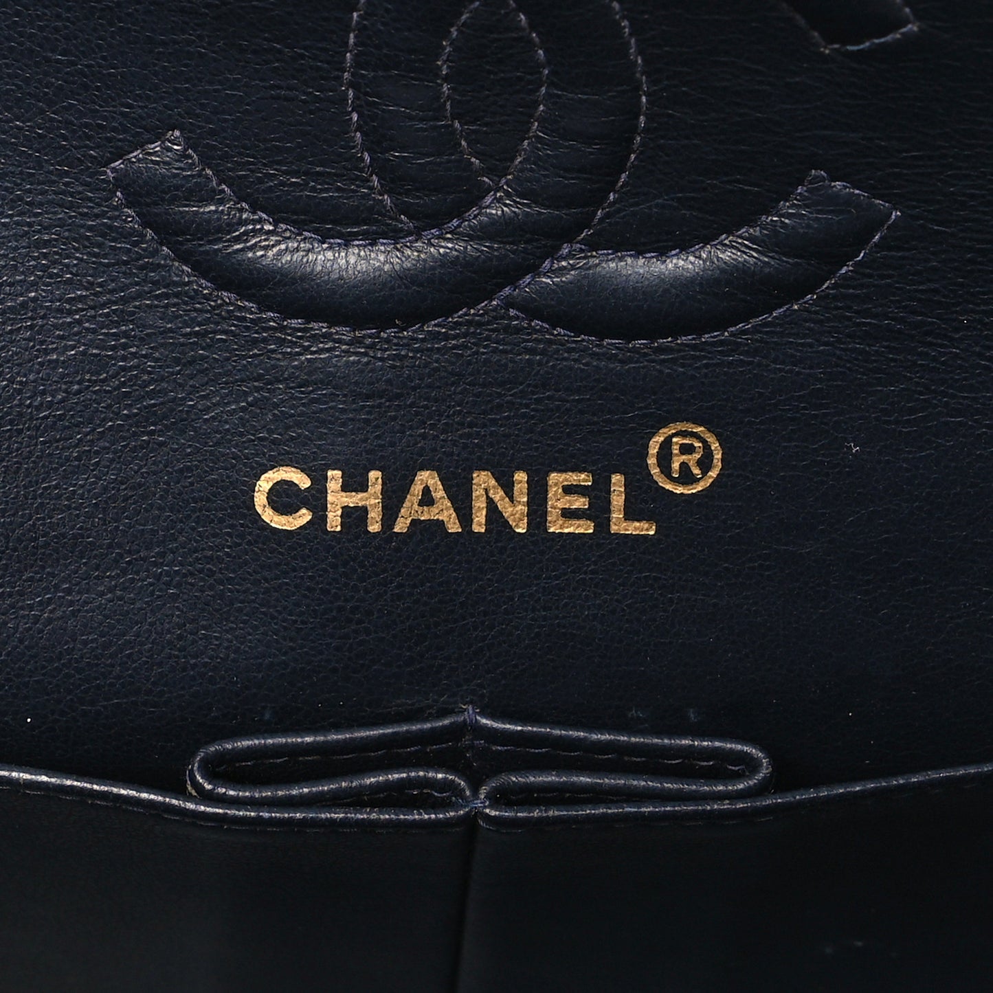 Lambskin Quilted Medium Double Flap Navy