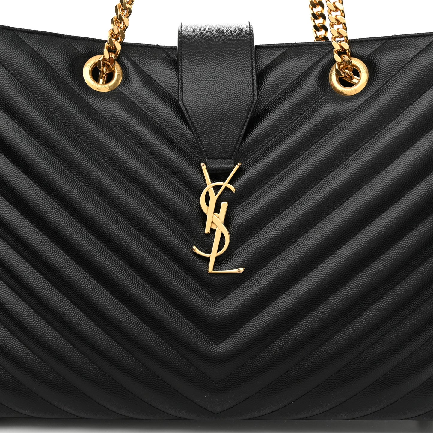 Grain De Poudre Matelasse Chevron Monogram Shopping Bag Black