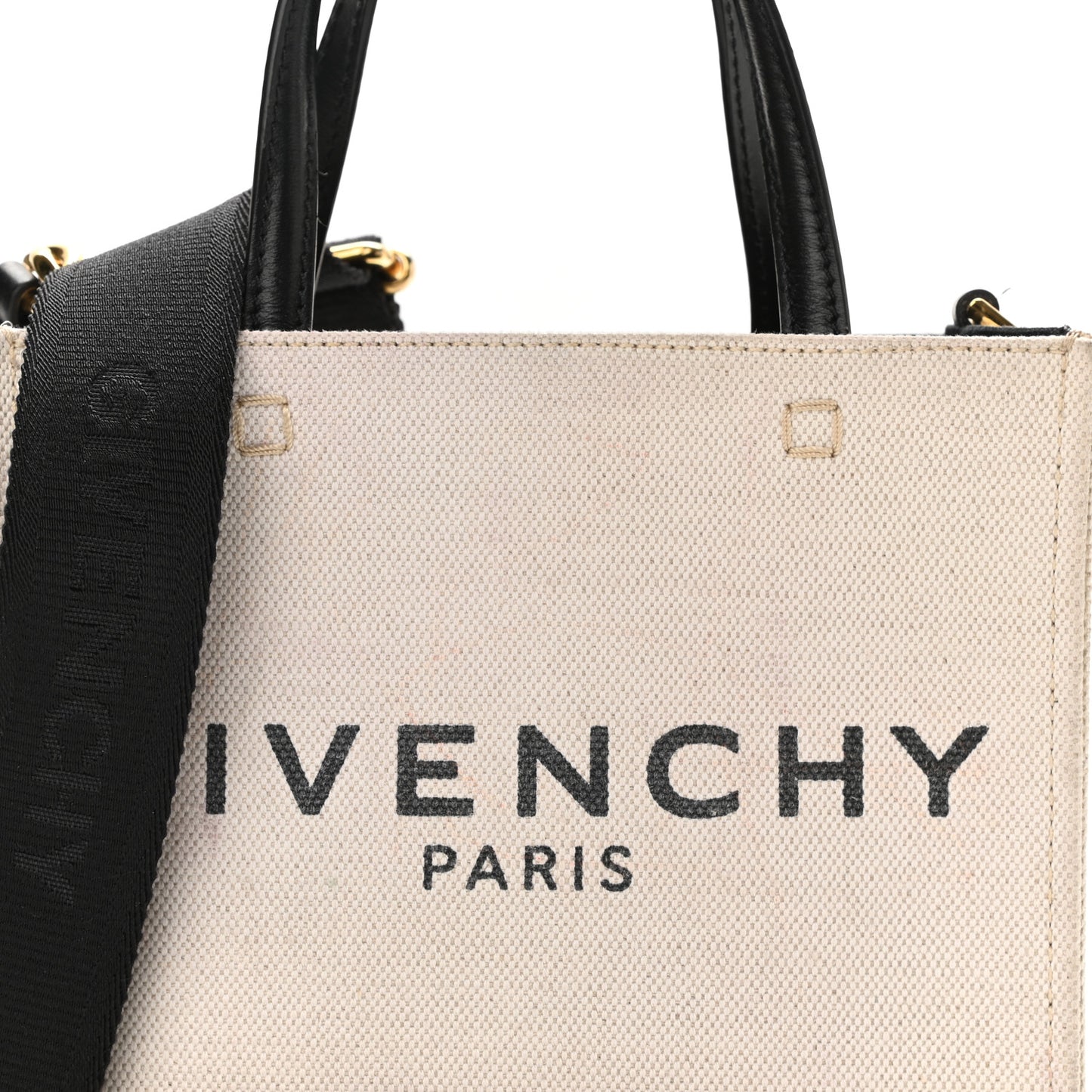 Canvas Mini Bond Shopper Tote Beige Black
