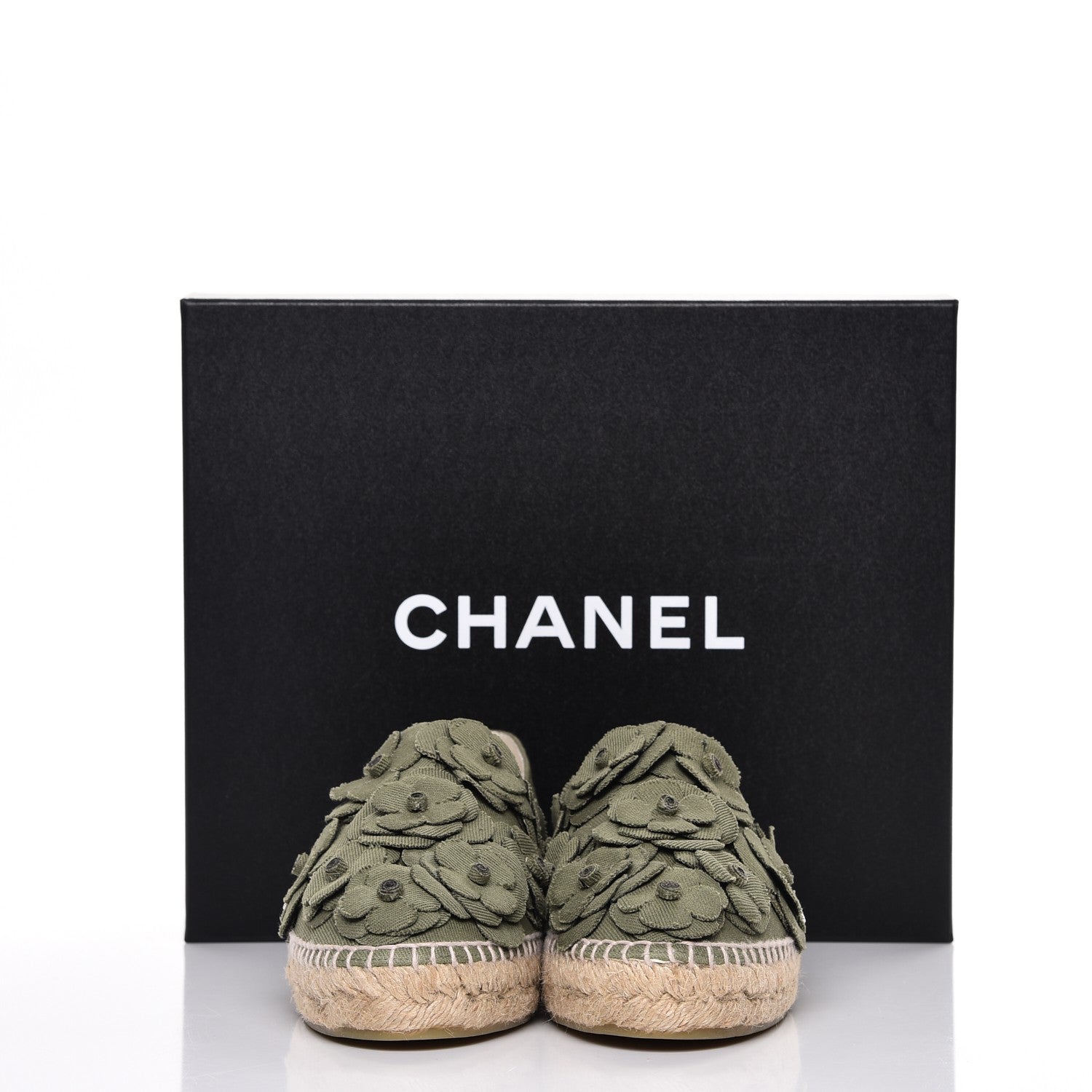 Chanel Fabric Camellia CC Espadrilles 41 Khaki 9 of 9