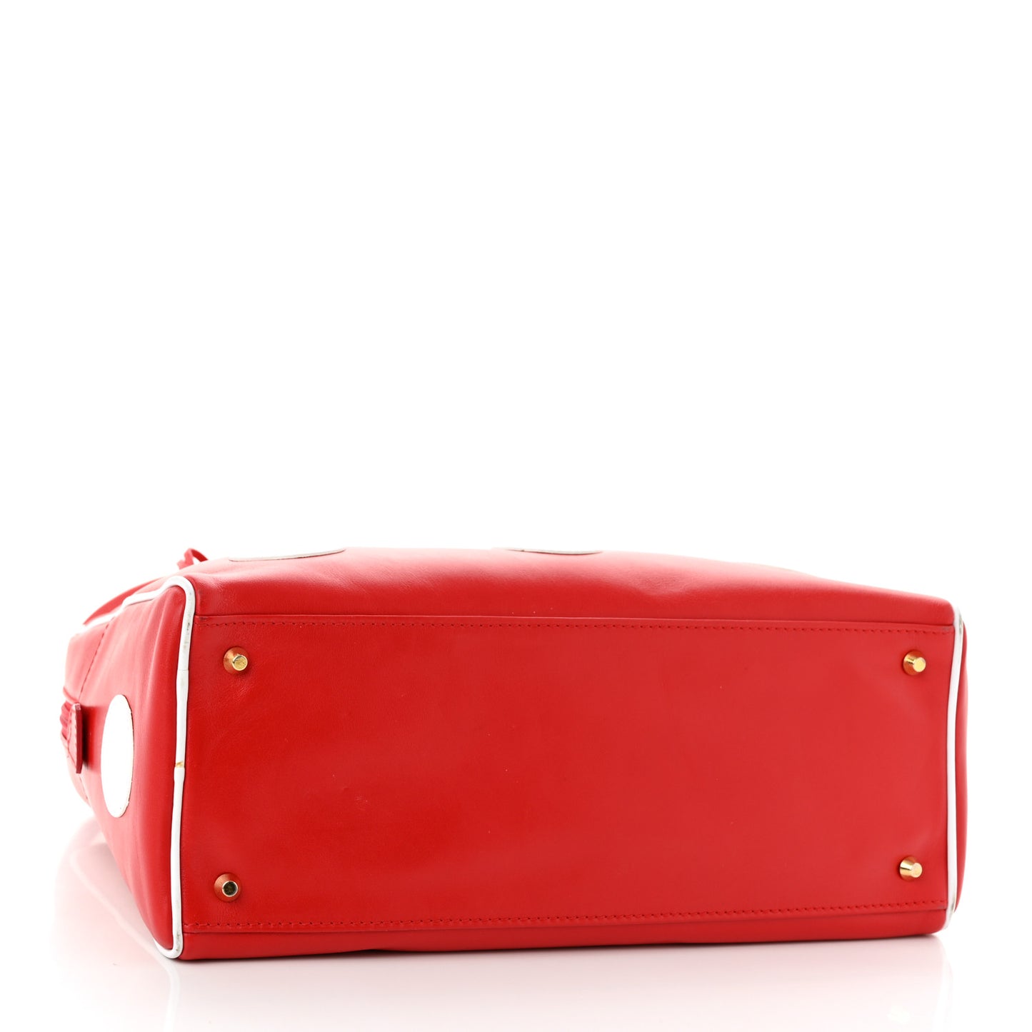 Calfskin Polka Dot Satchel Red White