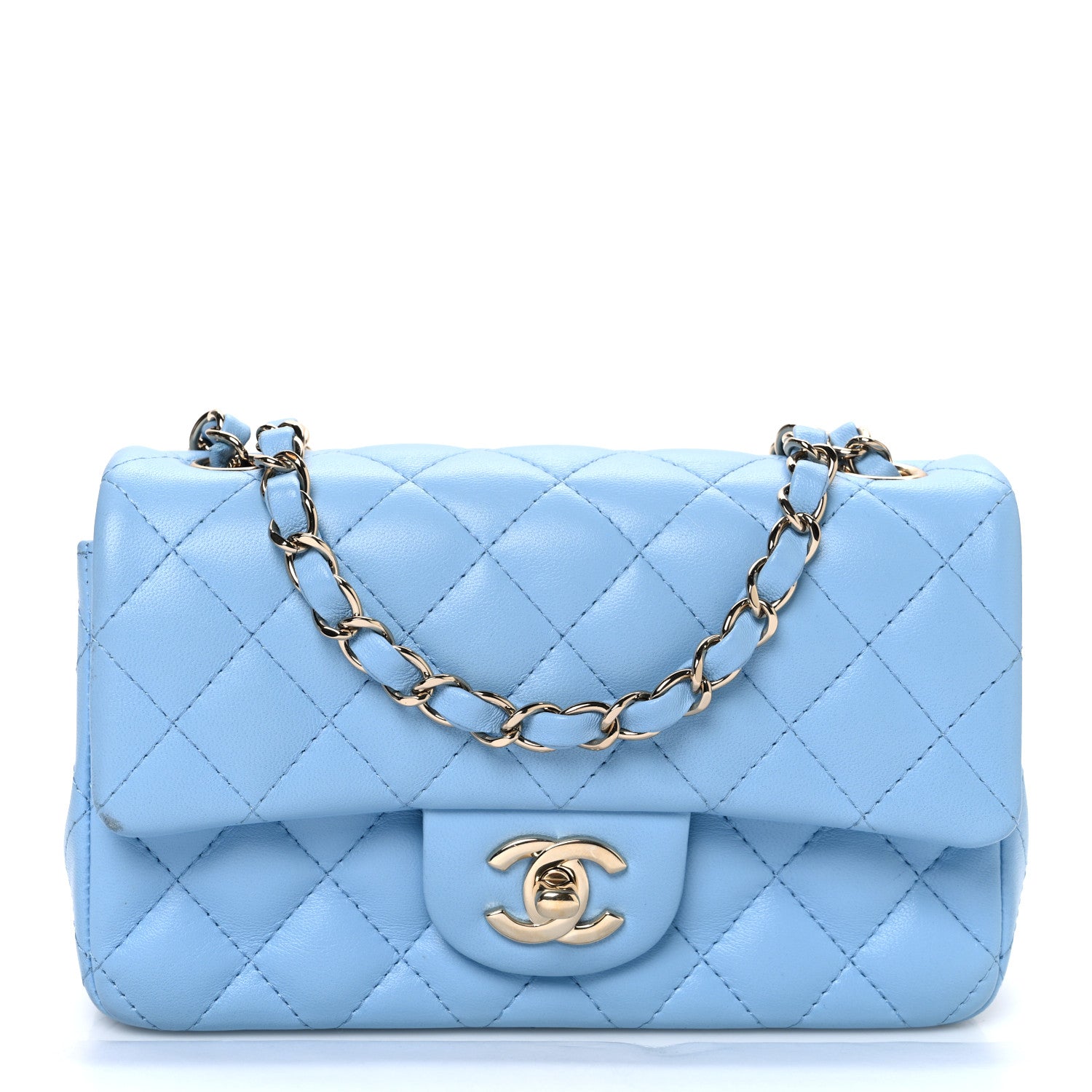 Chanel Lambskin Quilted Mini Rectangular Flap Light Blue 1782001