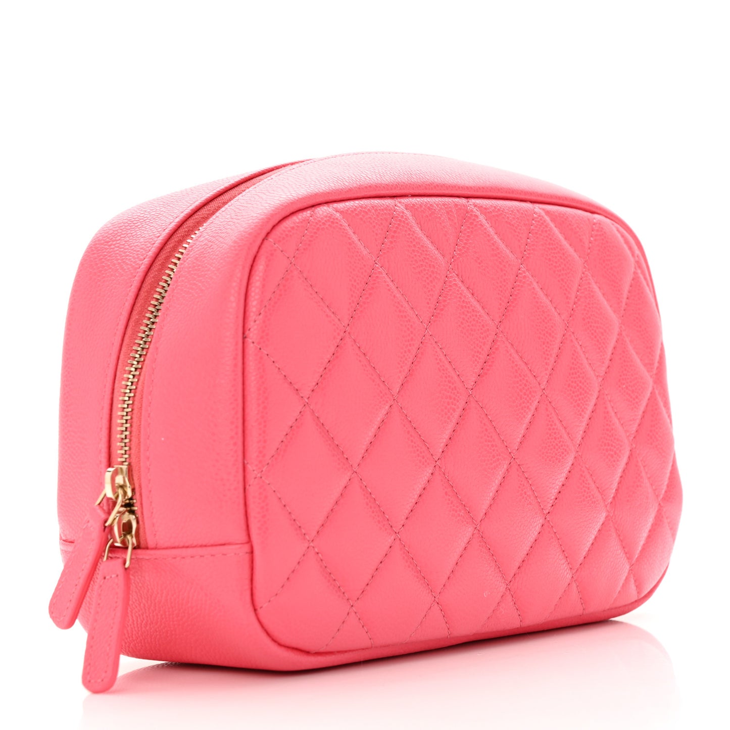 Caviar Quilted Medium Curvy Pouch Cosmetic Case Pink