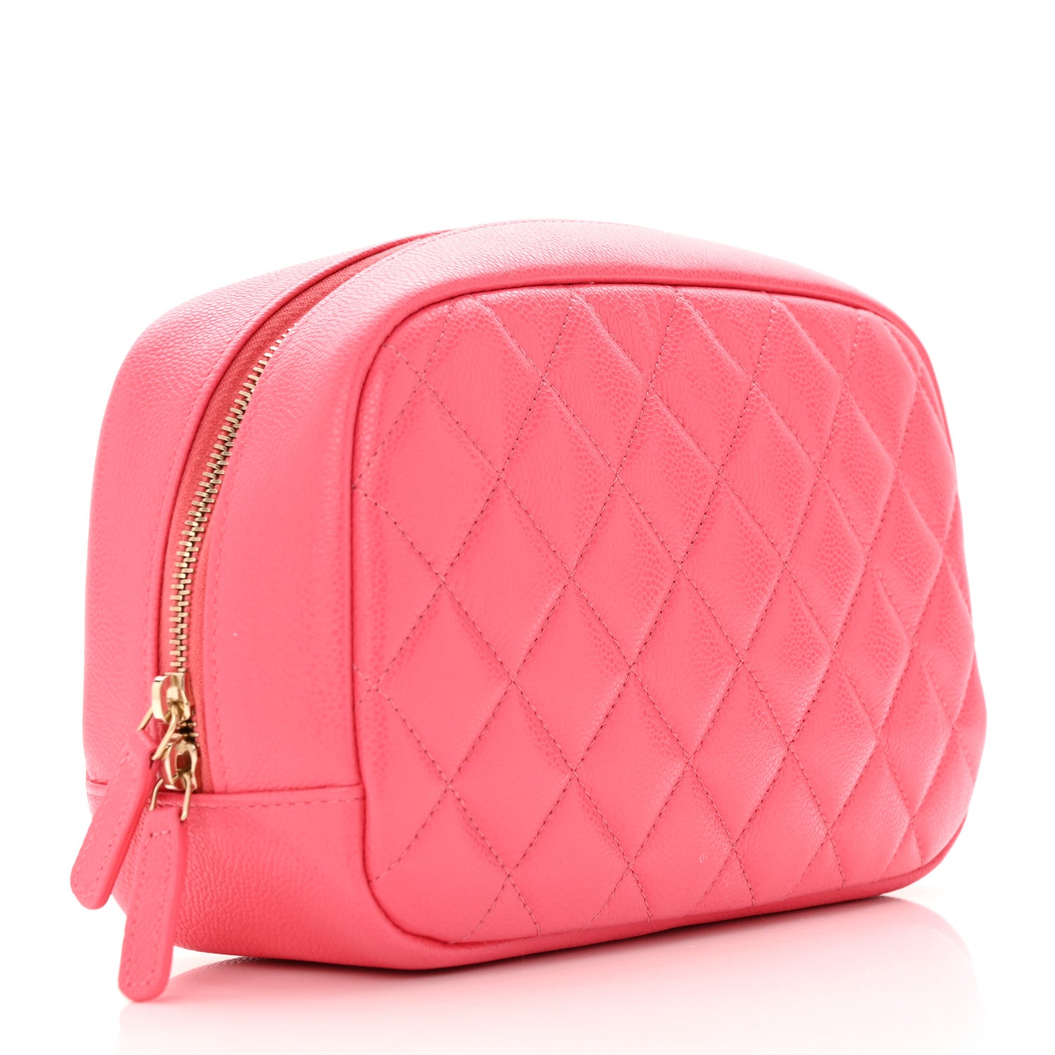 Chanel Caviar Quilted Medium Curvy Pouch Cosmetic Case Pink 2 of 14