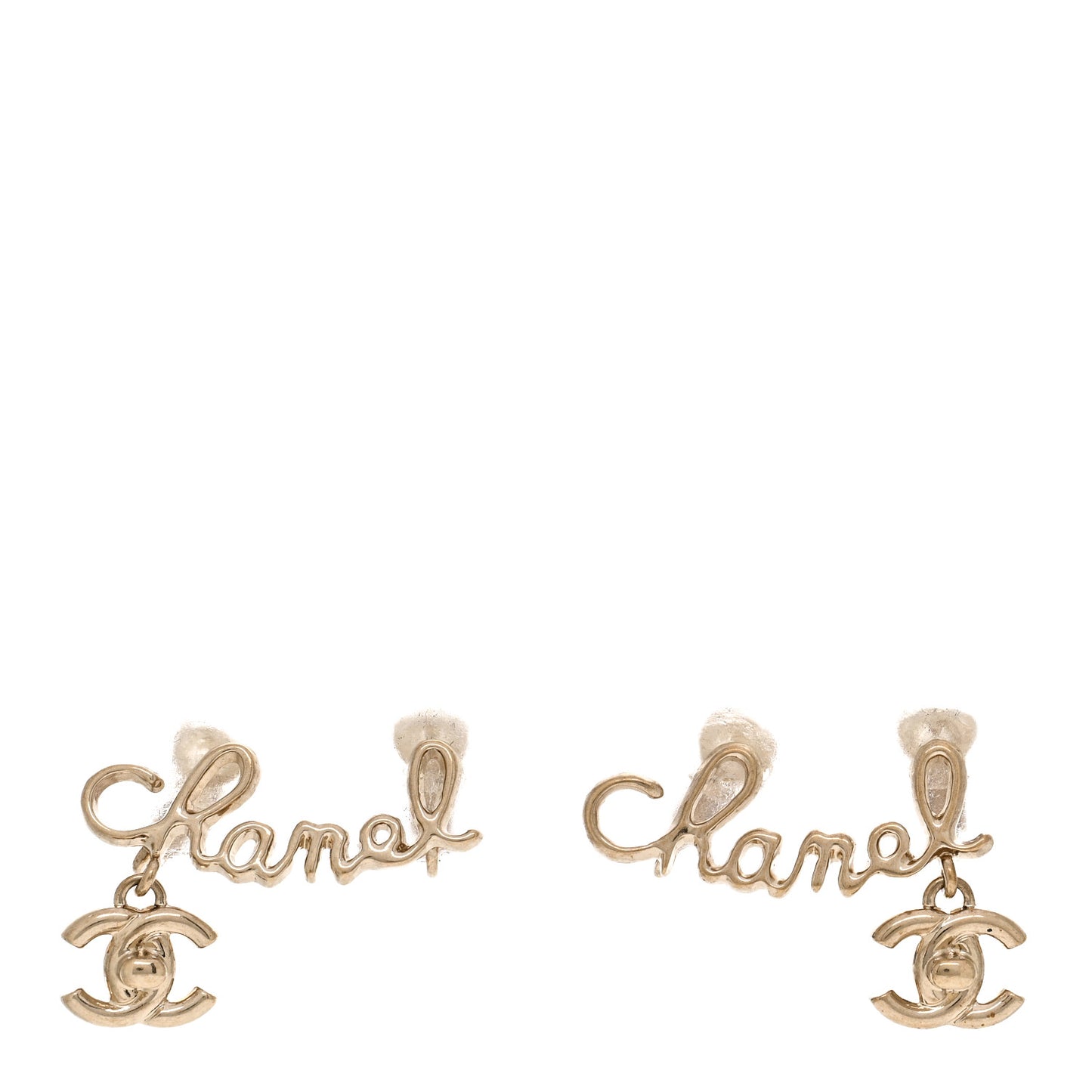 Metal Logo CC Turnlock Clip On Earrings Gold