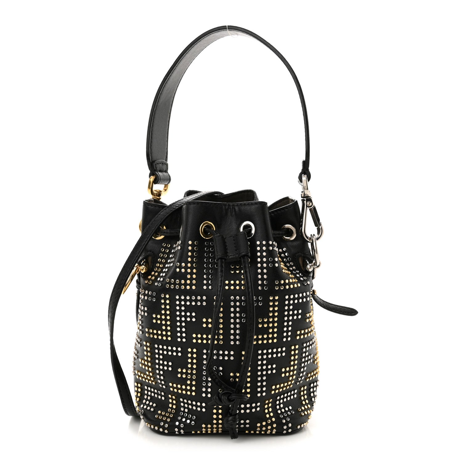 Fendi Vitello Liberty F is Fendi FF Studded Mini Mon Tresor Bucket Bag Black 1 of 13