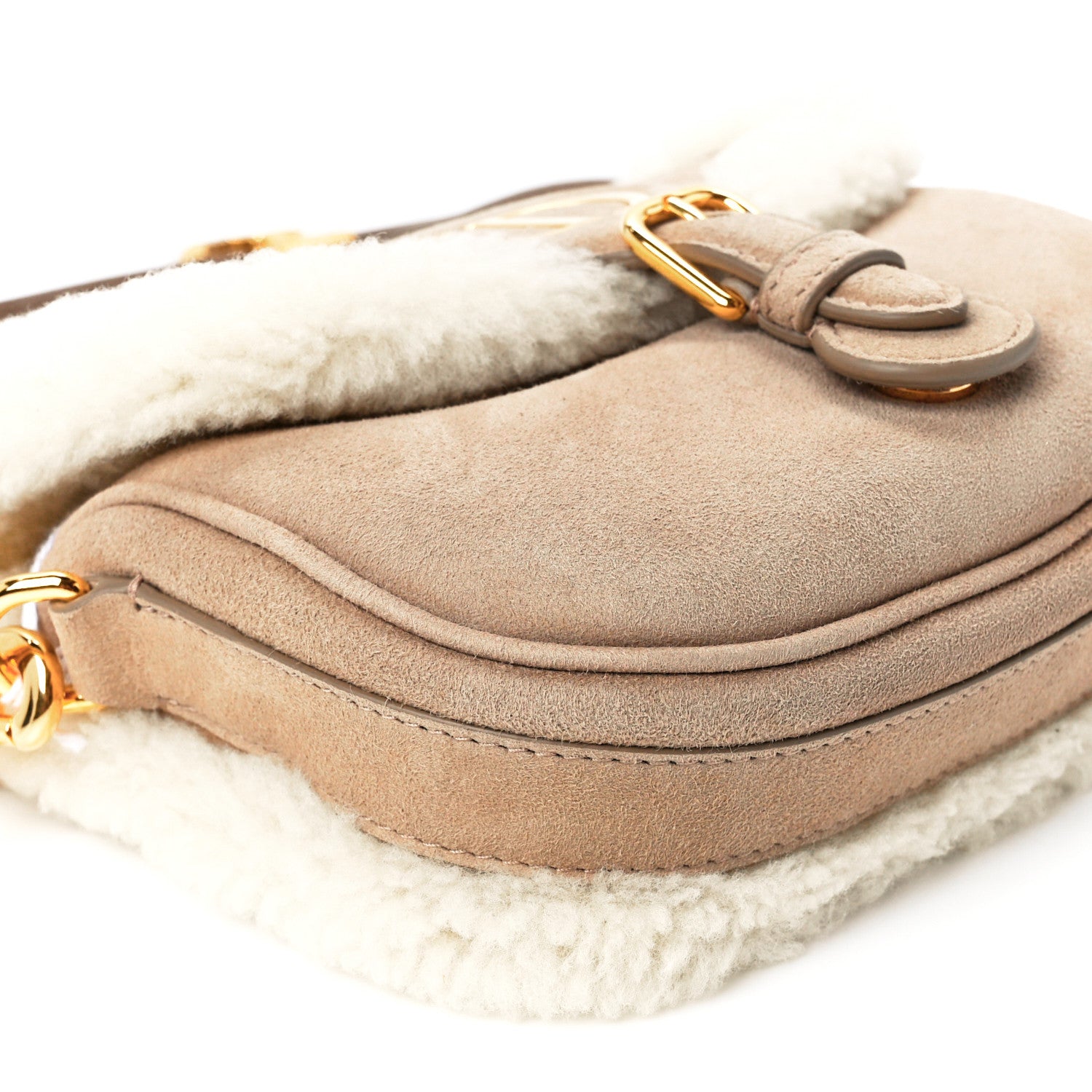 Christian Dior Suede Shearling Medium Bobby Flap Beige 8 of 10