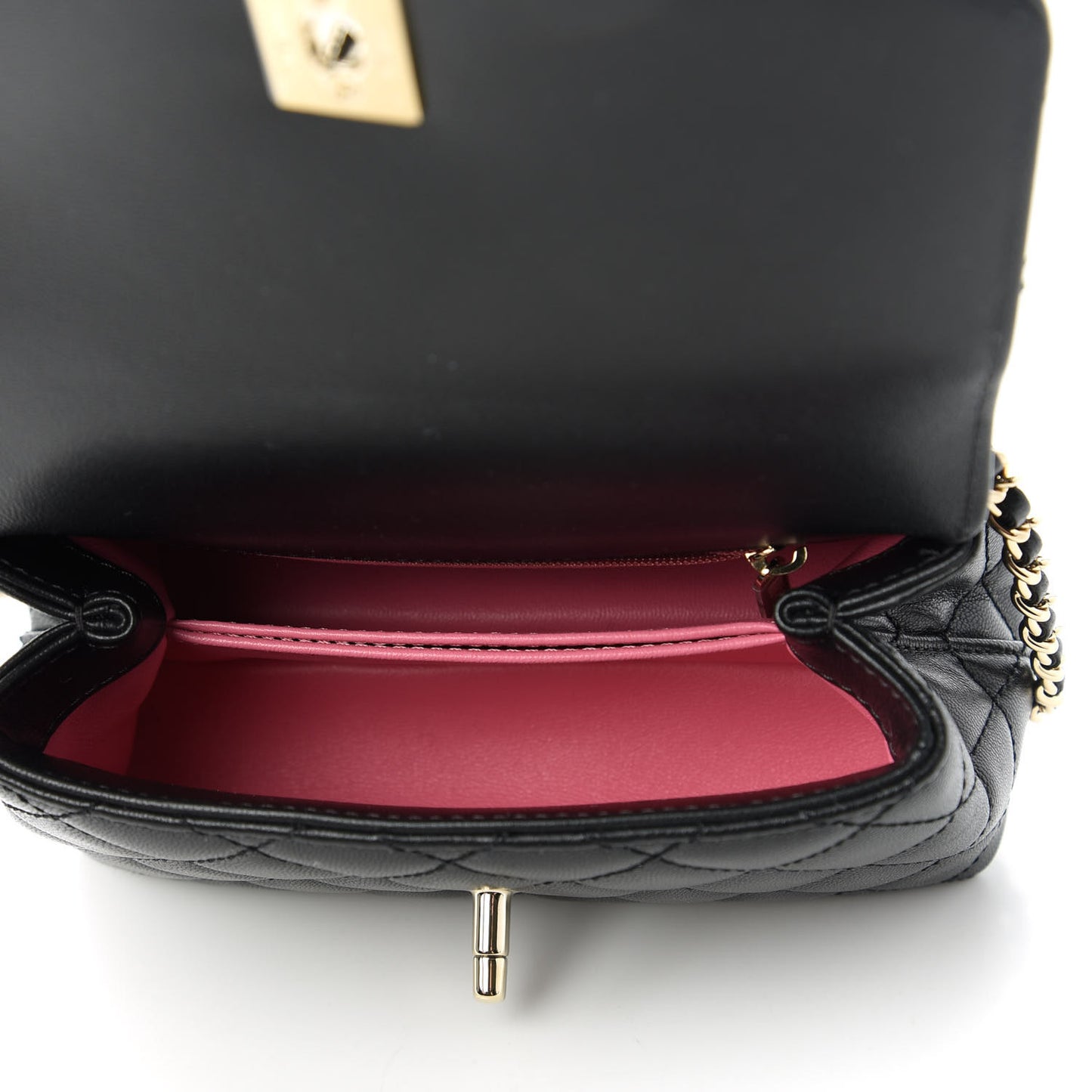 Goatskin Quilted Rainbow Extra Mini Coco Handle Flap Black