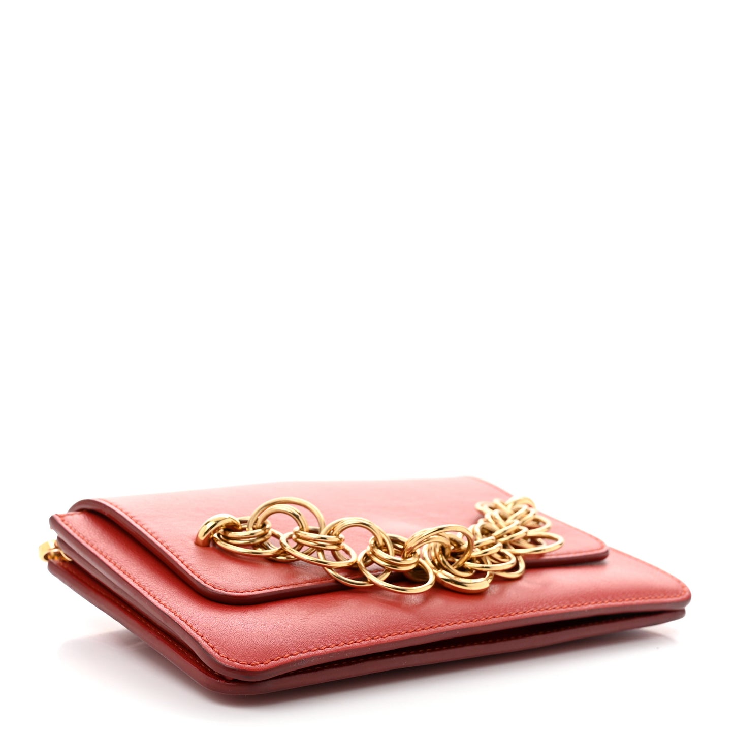 Calfskin Drew Bijou Clutch Earthy Red