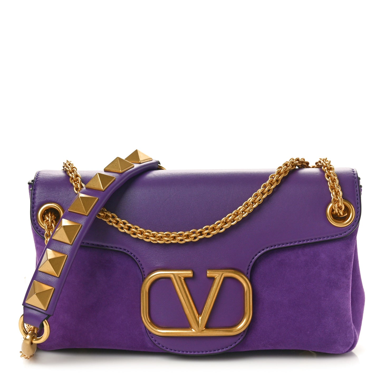 Nappa Suede Stud Sign Shoulder Bag Indian Violet