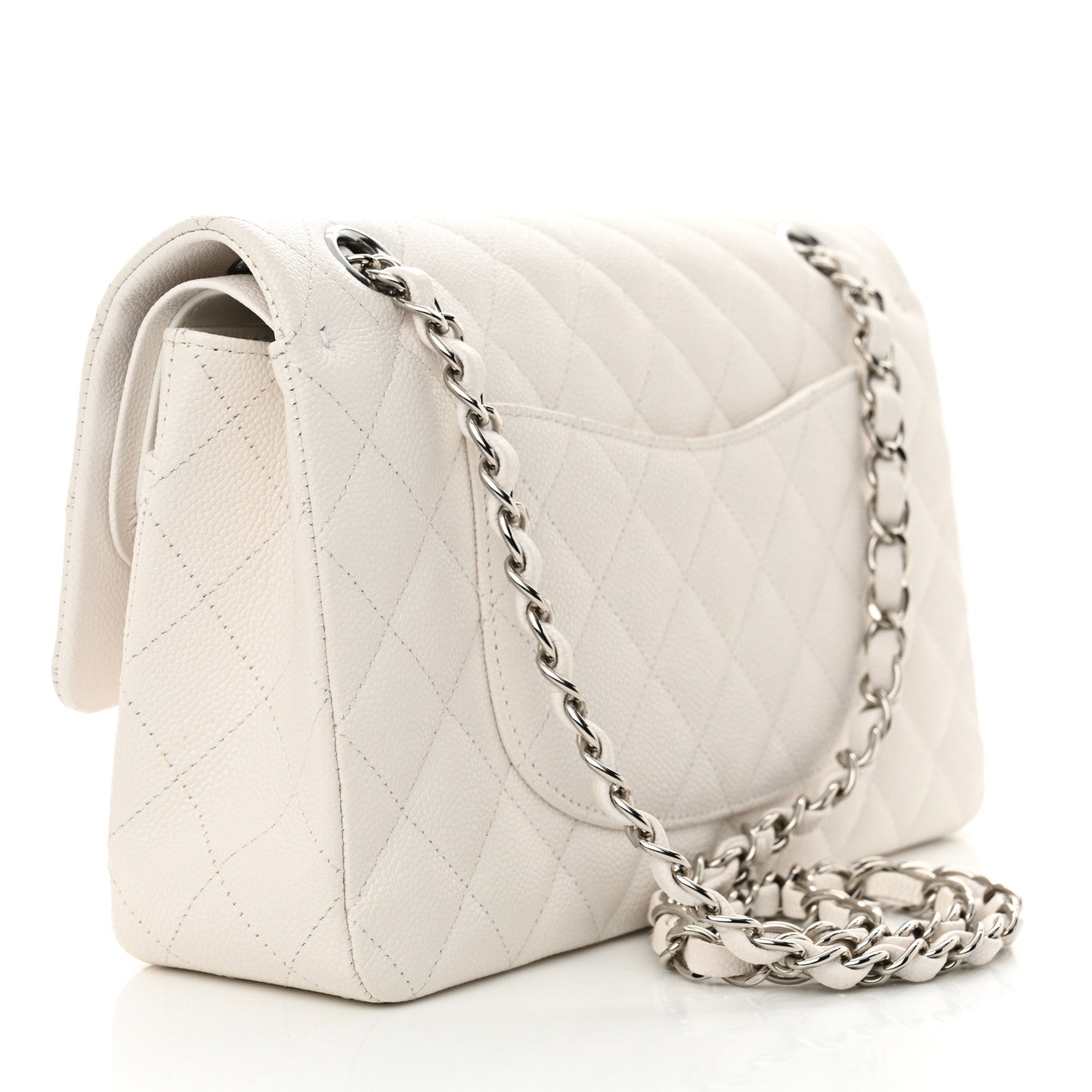 Chanel Caviar Quilted Medium Double Flap White 3 of 12