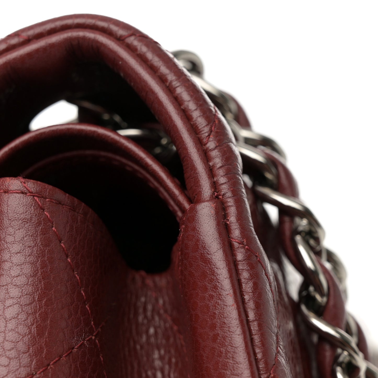 Caviar Quilted Jumbo Double Flap Dark Red