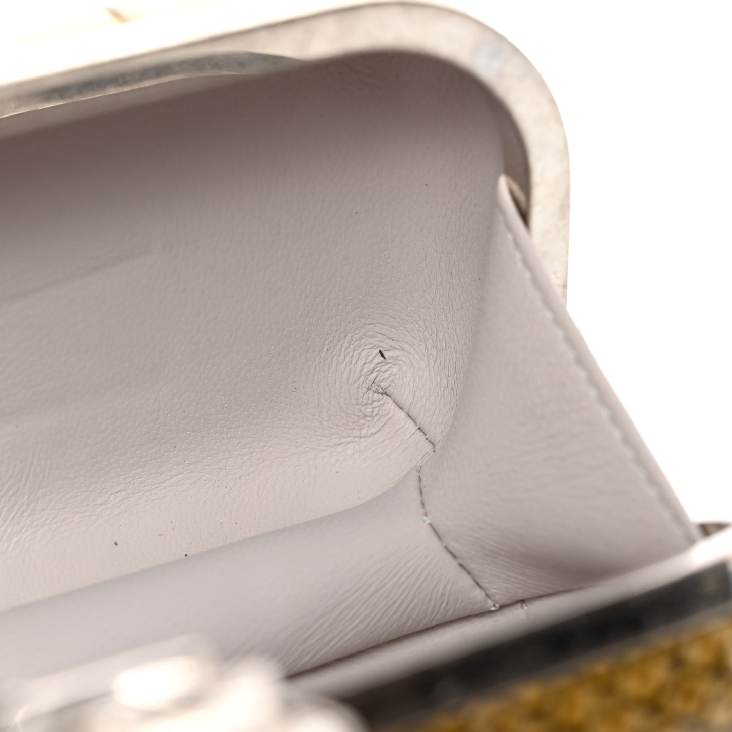 Snakeskin Knuckle Box Clutch Beige