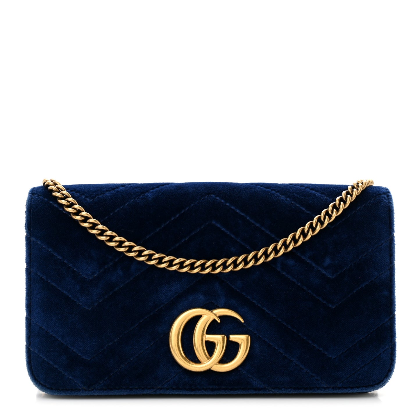 Velvet Matelasse GG Marmont Mini Bag Cobalt Blue