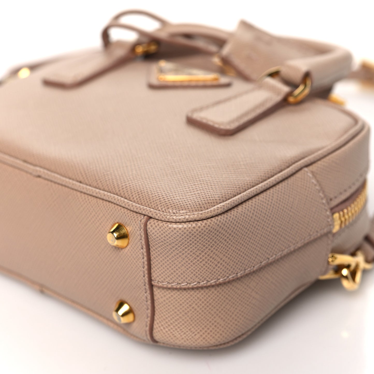 Saffiano Lux Mini Top Handle Crossbody Cammeo