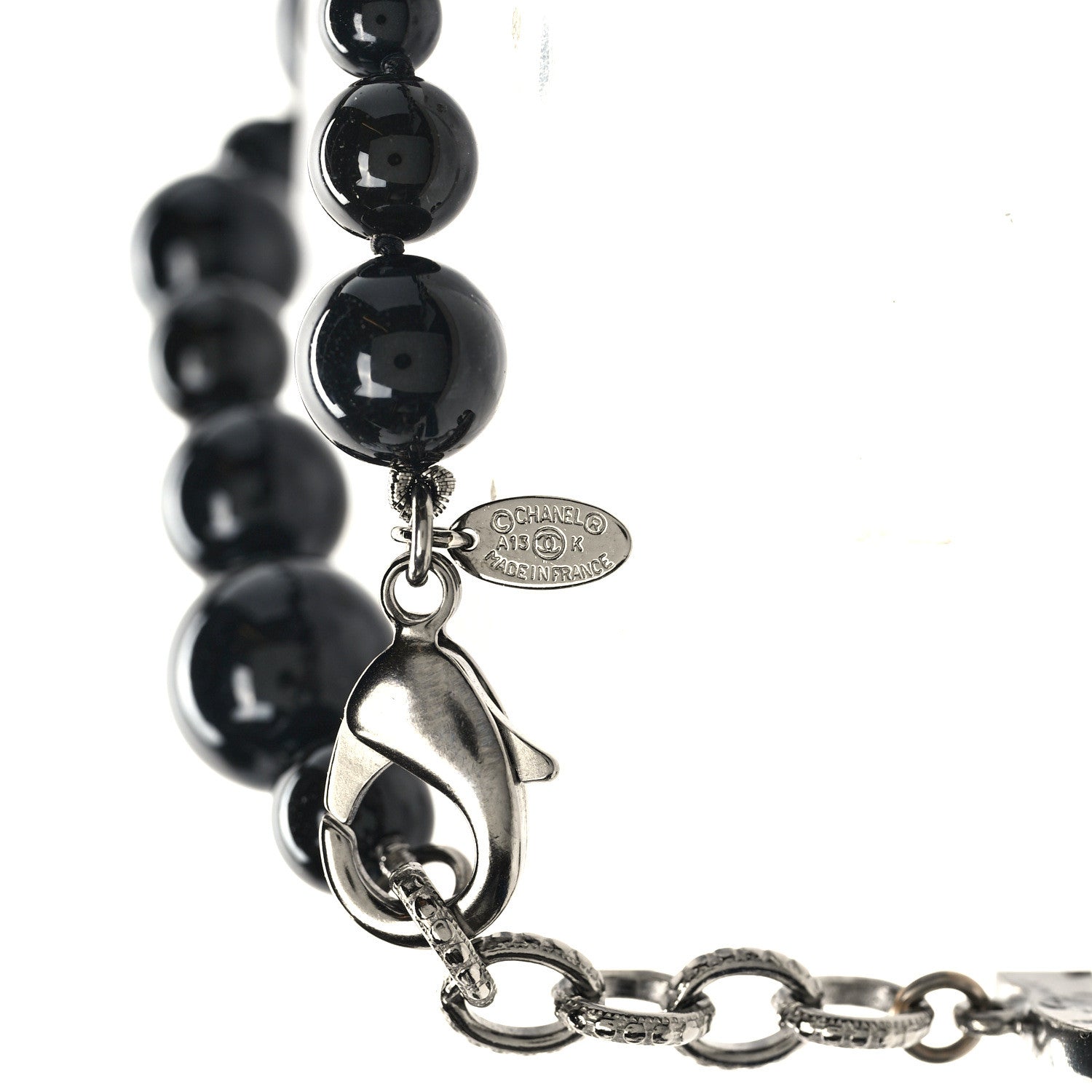 Chanel Glass Bead CC Map Bracelet Ruthenium Black 4 of 5