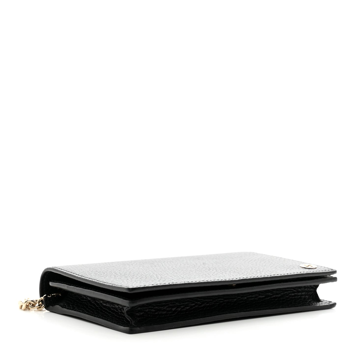 Dollar Calfskin Medium Betty Chain Wallet Black