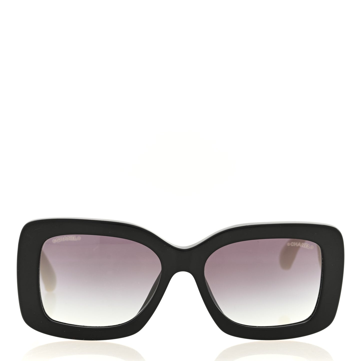 Acetate Quilted CC Rectangle Sunglasses 5483-A White Black