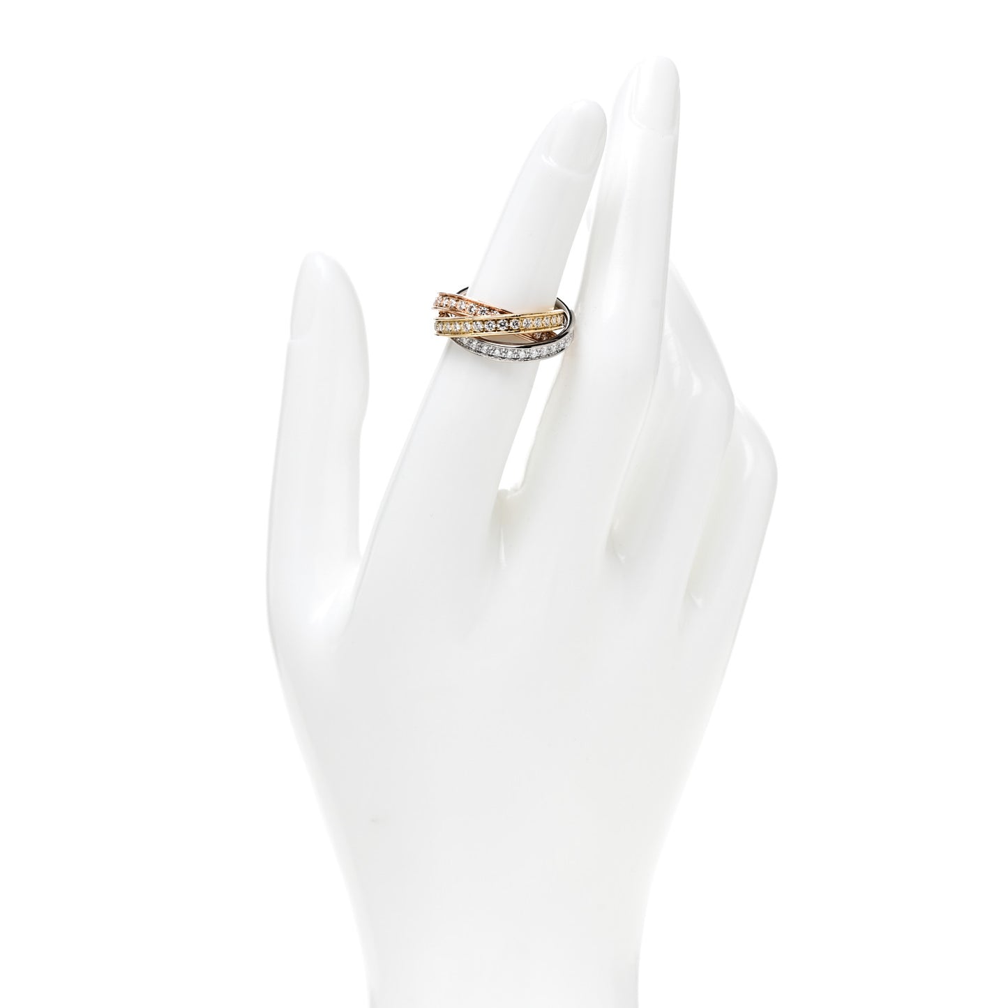18K White Yellow Pink Gold Diamond Trinity Ring 52 6