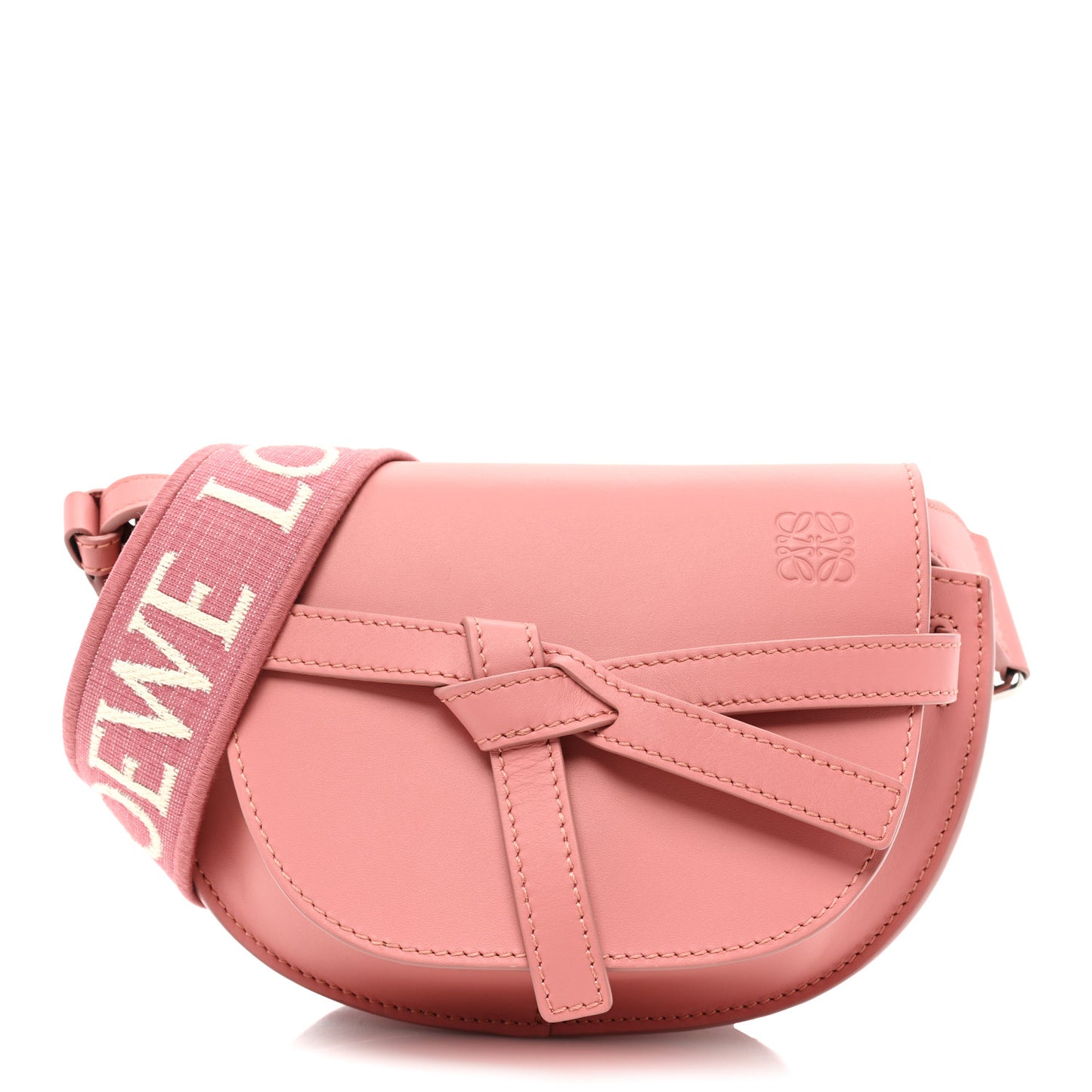 Calfskin Jacquard Mini Gate Dual Bag Peach Bloom