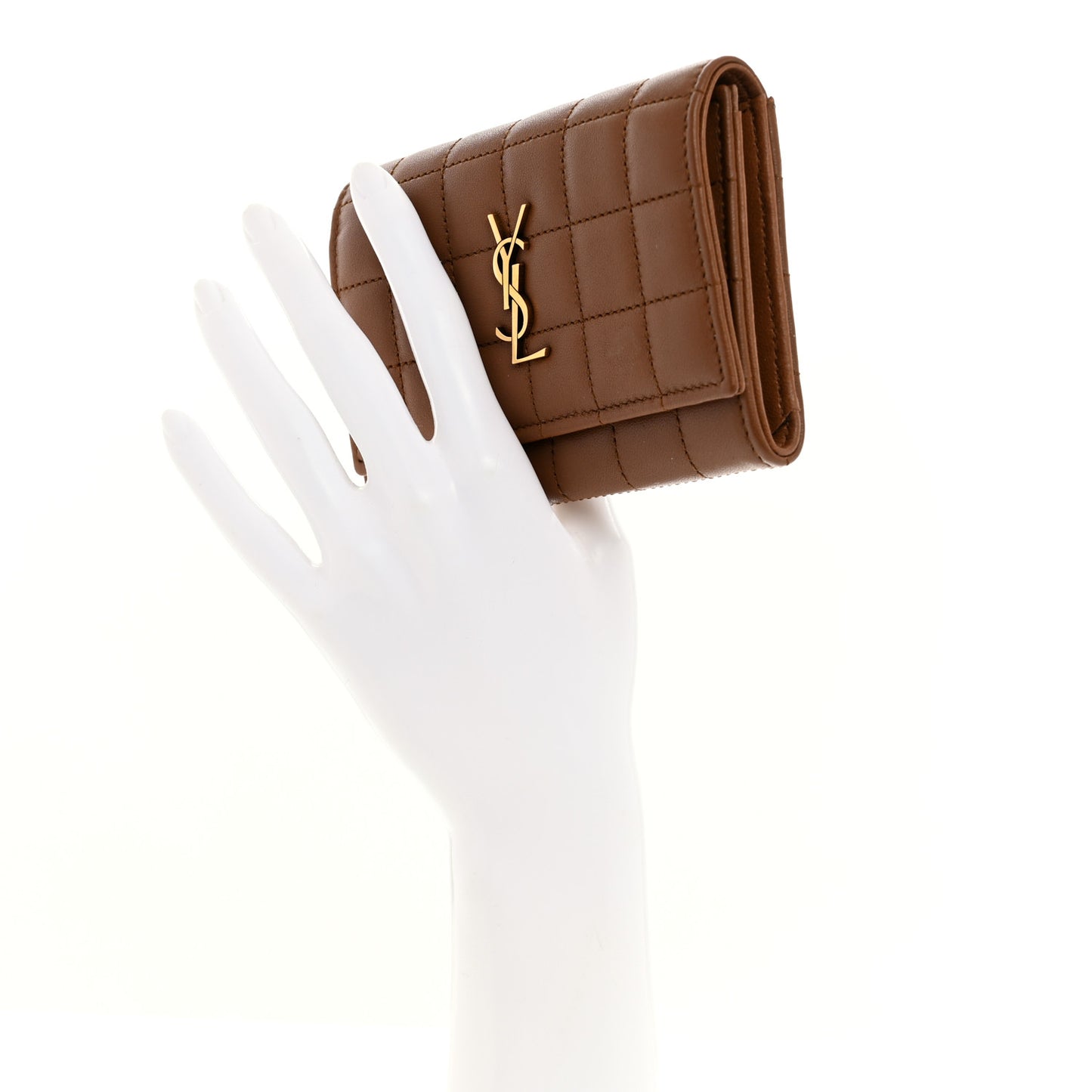 Goatskin Carre Quilted Cassandre Small Envelope Wallet Fox