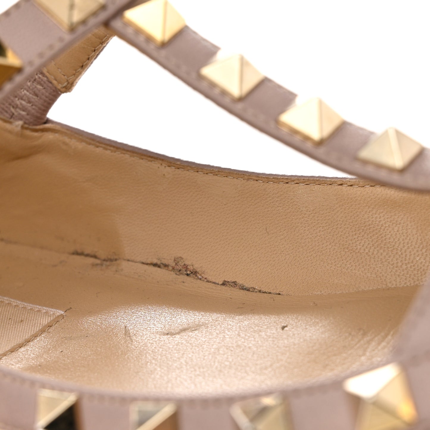 Patent Rockstud Cage Ballerina Flats 36 Light Ivory Poudre