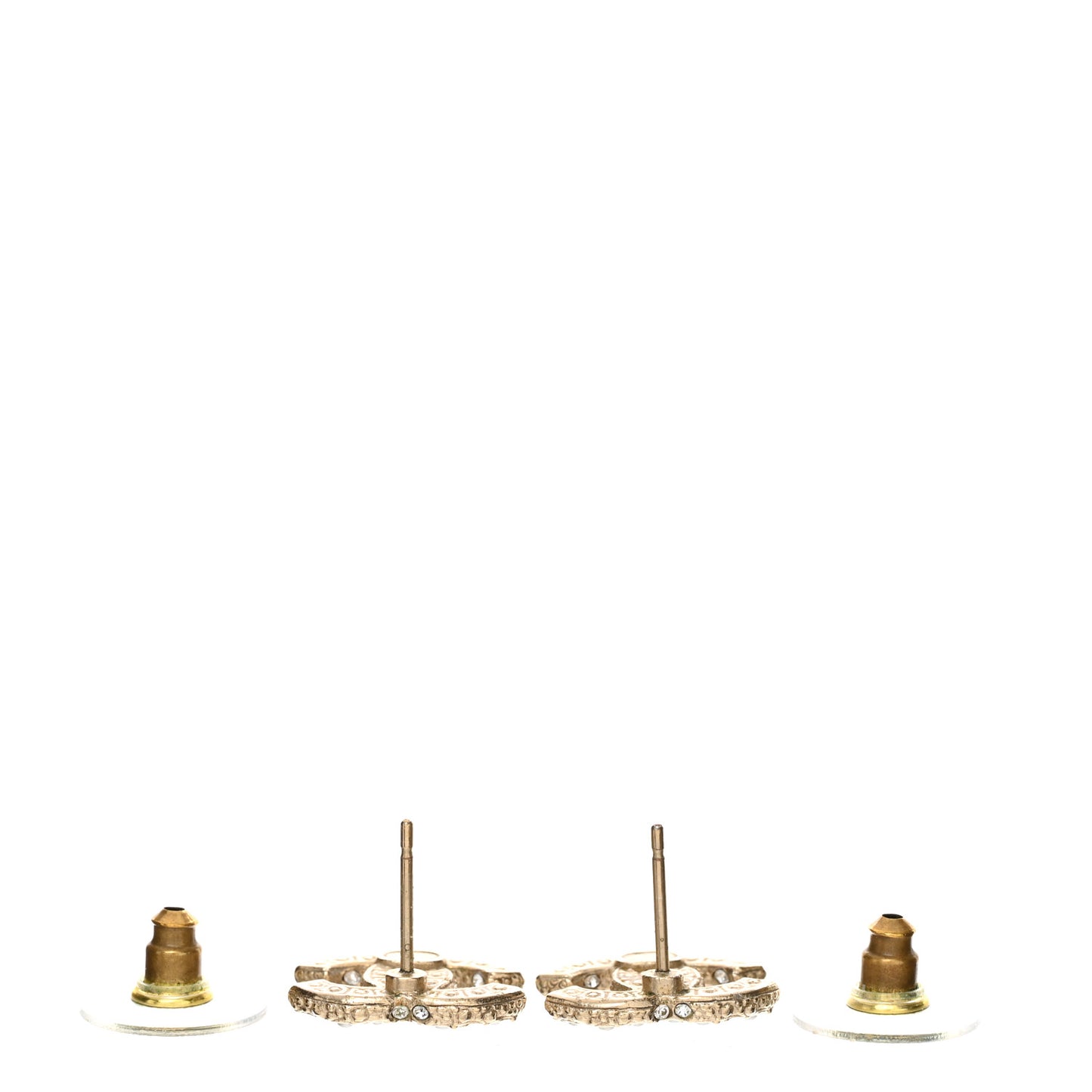 Pearl Crystal CC Earrings Light Gold