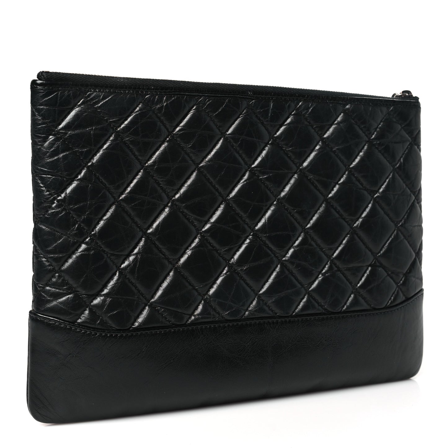 Aged Calfskin Quilted Medium Gabrielle Cosmetic Case Black