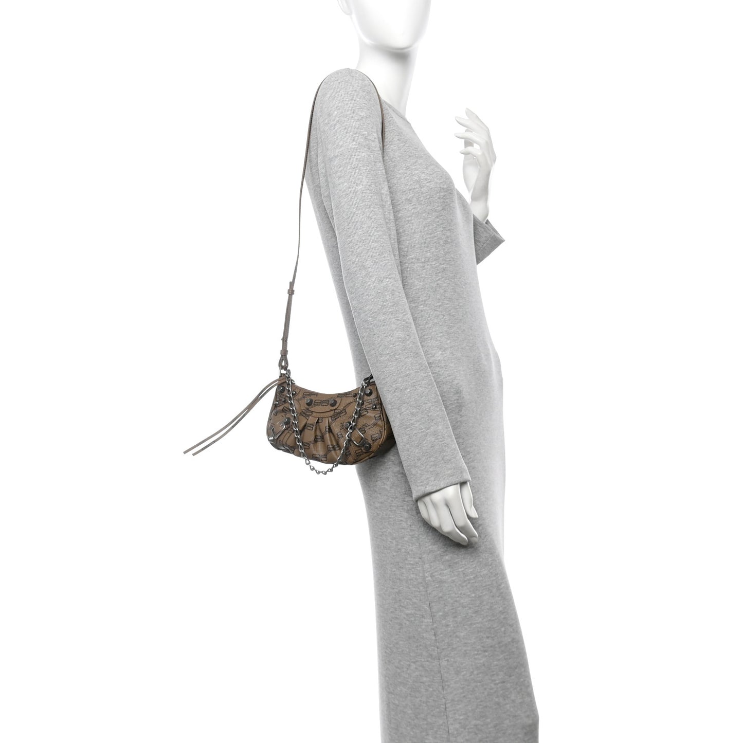 Coated Canvas BB Monogram Le Cagole Mini Purse With Chain Beige Brown