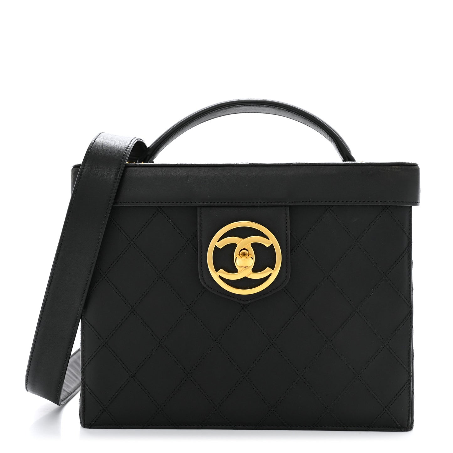 Calfskin Stitch Vanity Case Black