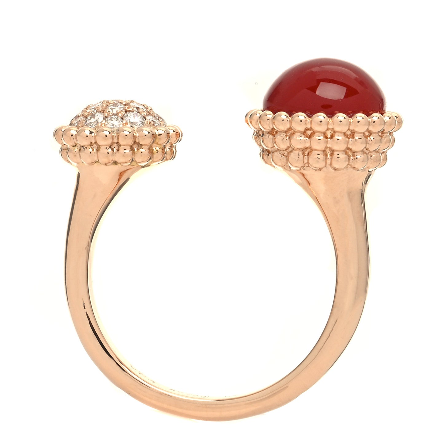 18K Rose Gold Diamond Carnelian Perlee Couleurs Between The Finger Ring 62 10