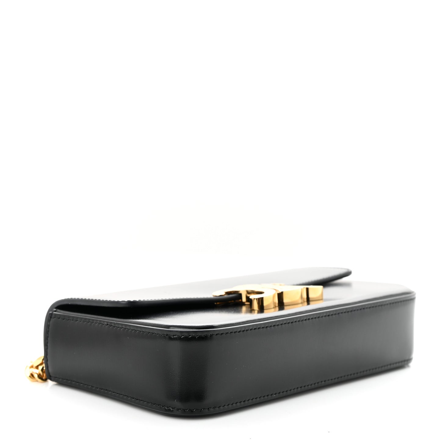 Shiny Calfskin Triomphe Chain Shoulder Bag Black