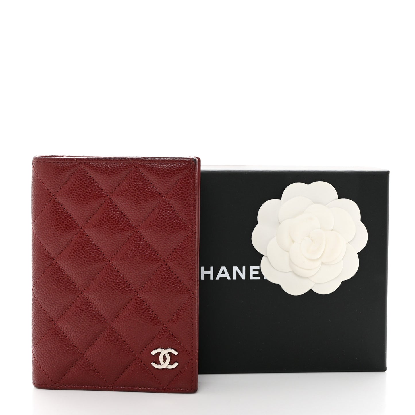 Caviar Quilted Passport Holder Burgundy