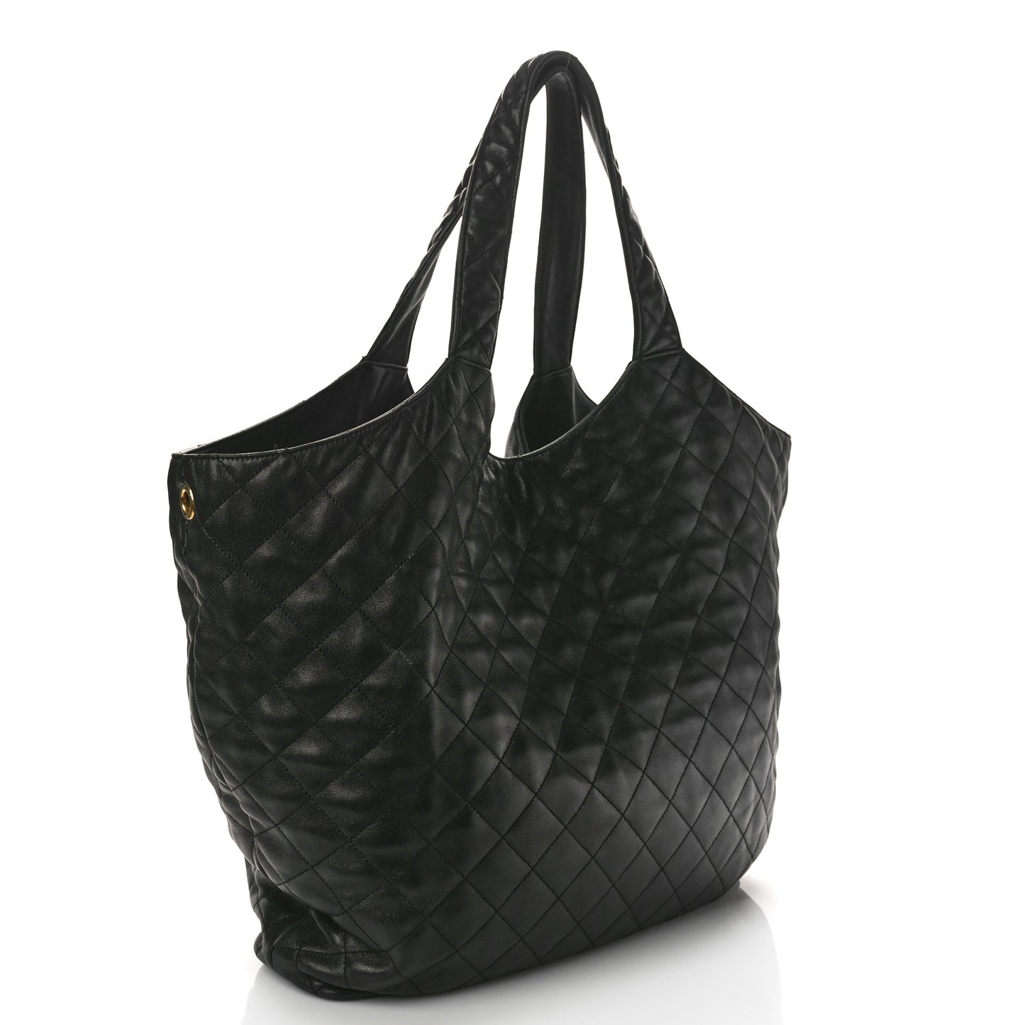Lambskin Quilted Maxi Icare Shopping Tote Black