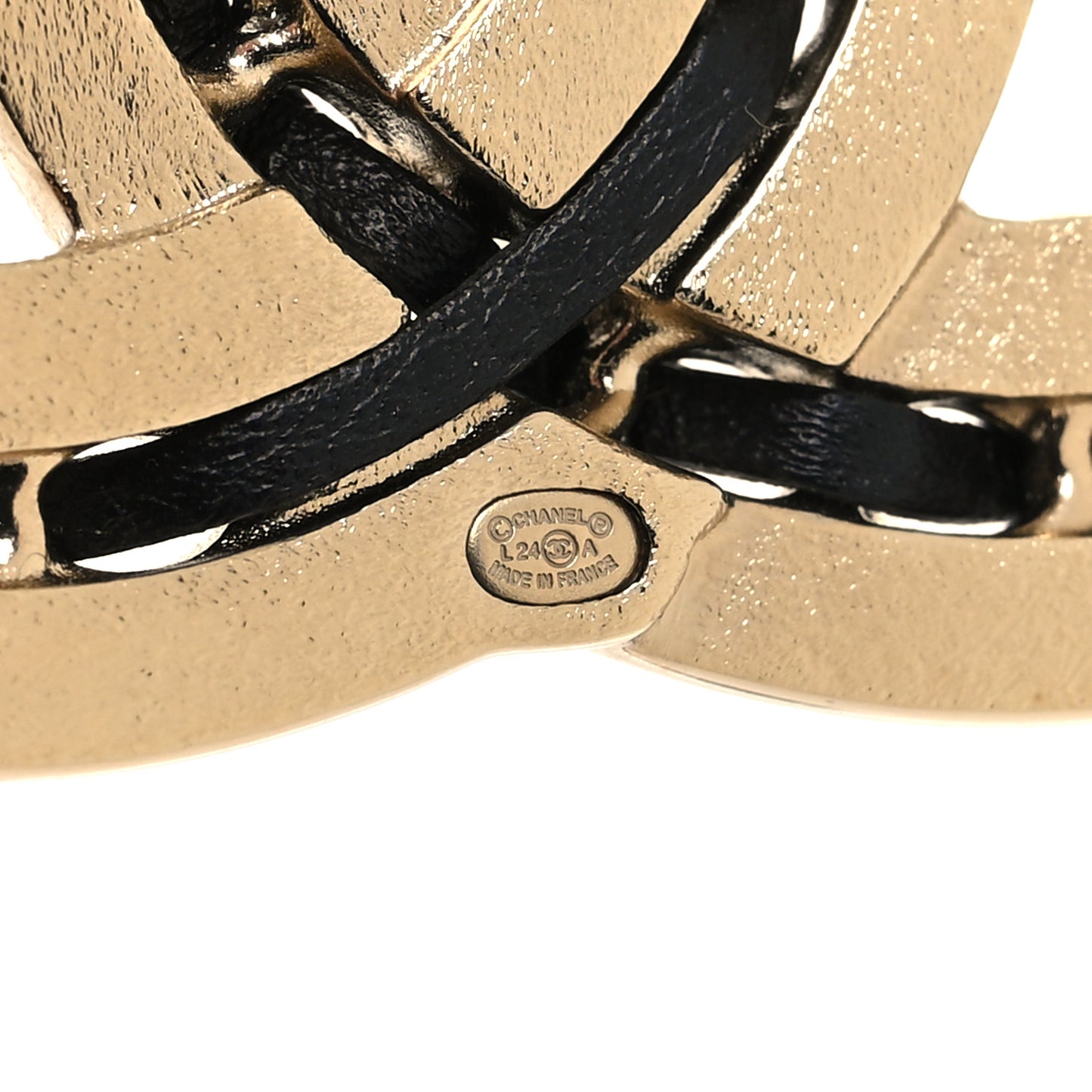 Lambskin Enamel CC Brooch Gold Black Orange