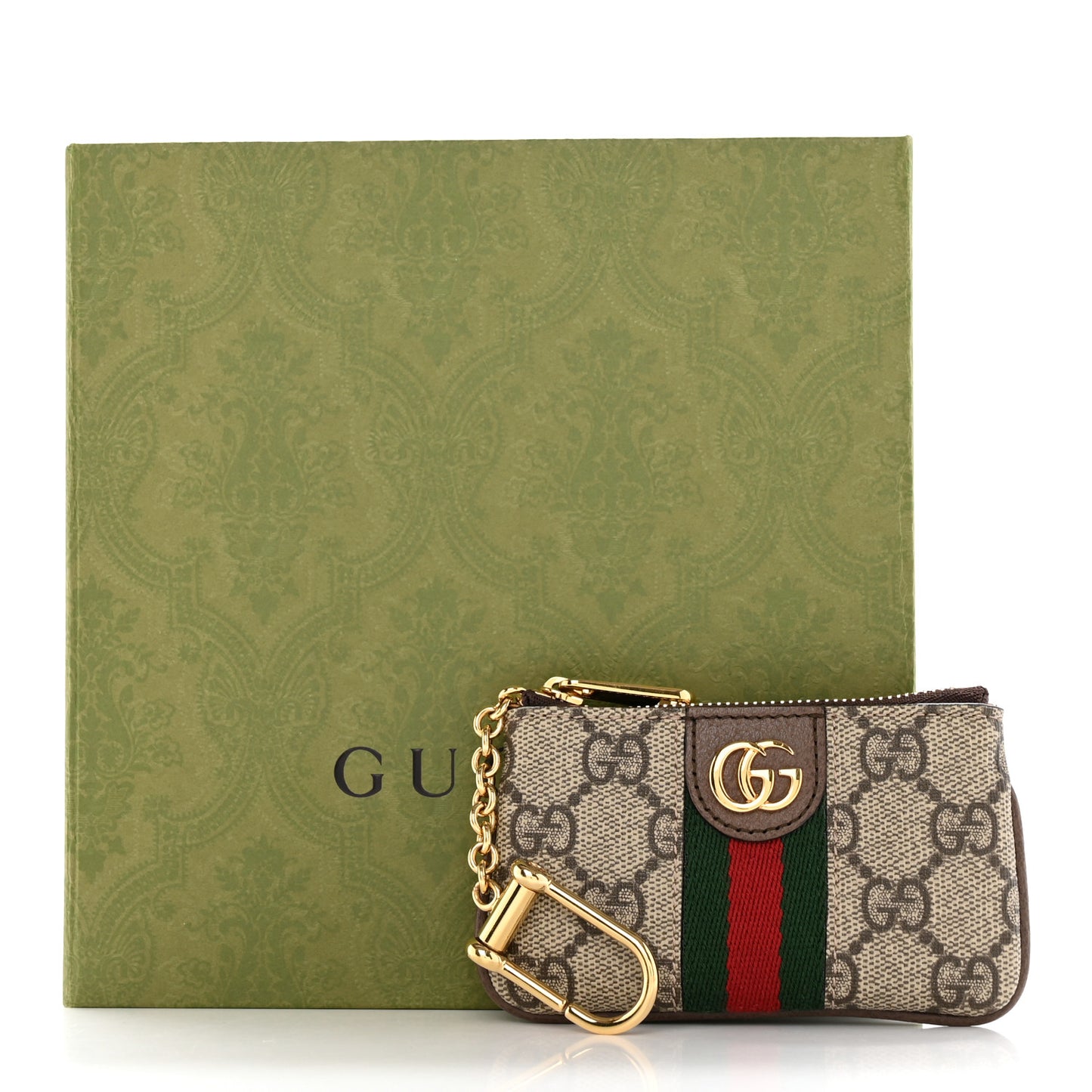 GG Supreme Monogram Web Ophidia Key Case Beige New Acero
