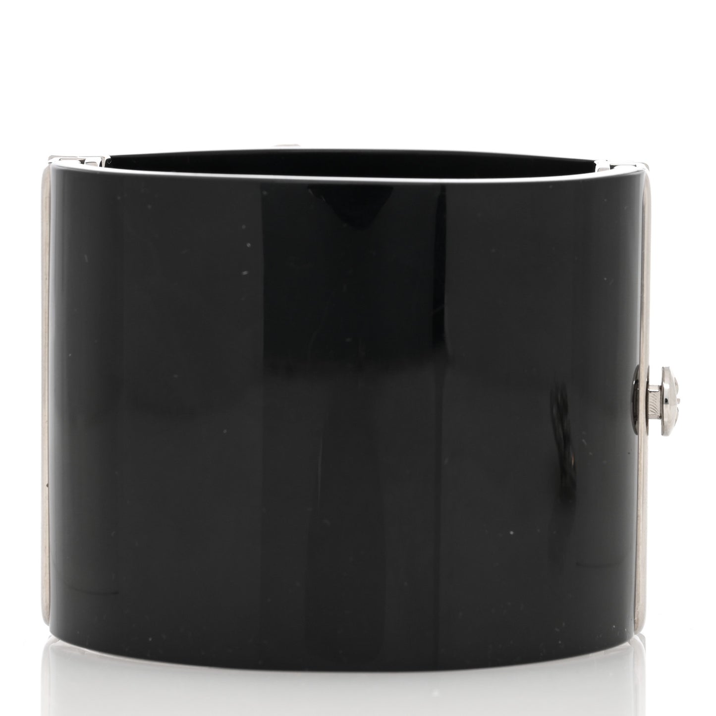 Resin Swarovski Crystal Camellia CC Cuff Black Silver