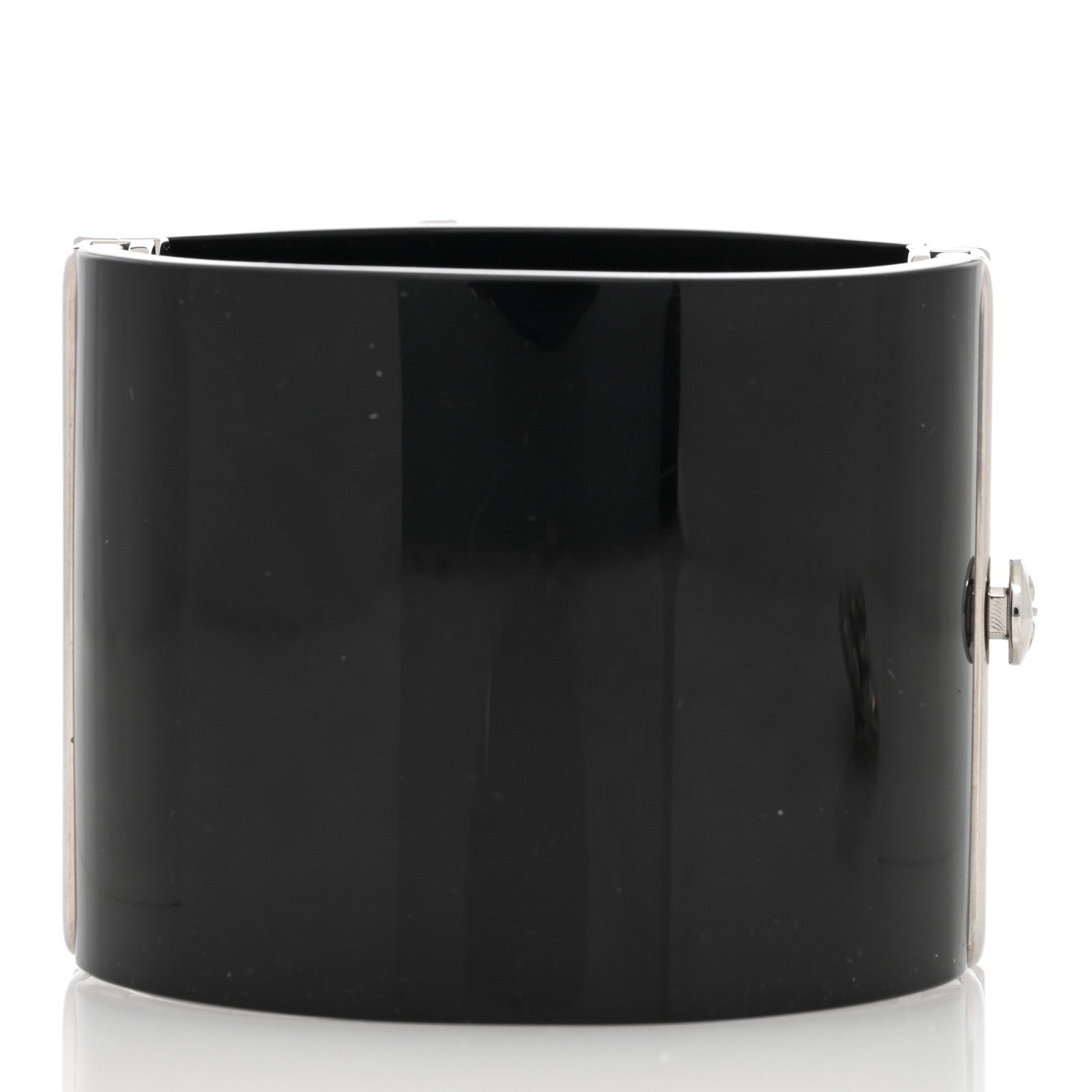 Chanel Resin Swarovski Crystal Camellia CC Cuff Black Silver 4 of 5