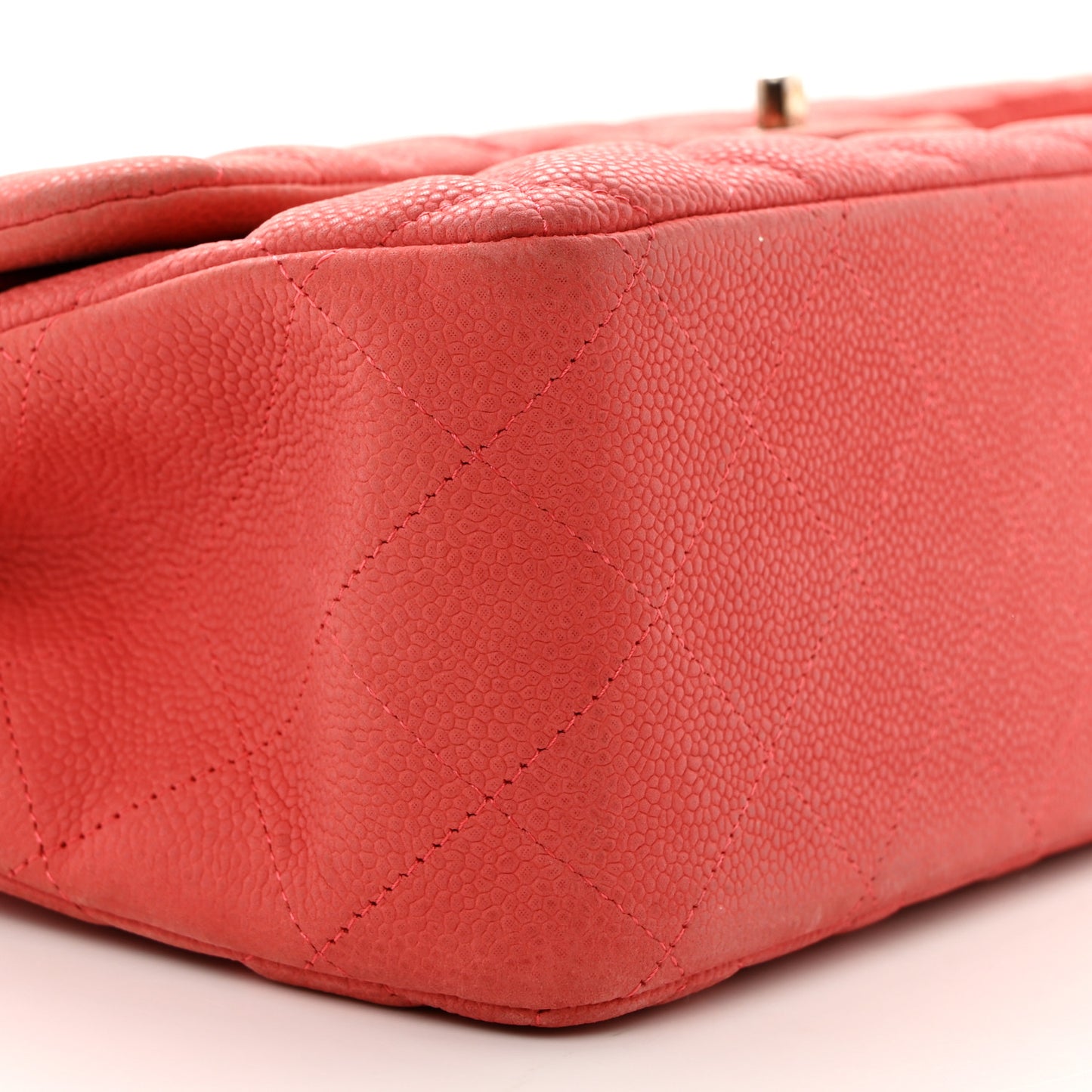 Iridescent Caviar Quilted Jumbo Double Flap Coral