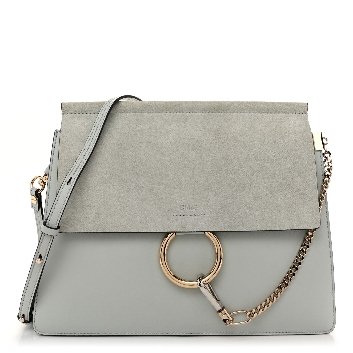 Chloe Calfskin Suede Medium Faye Shoulder Bag Airy Grey 1 of 9