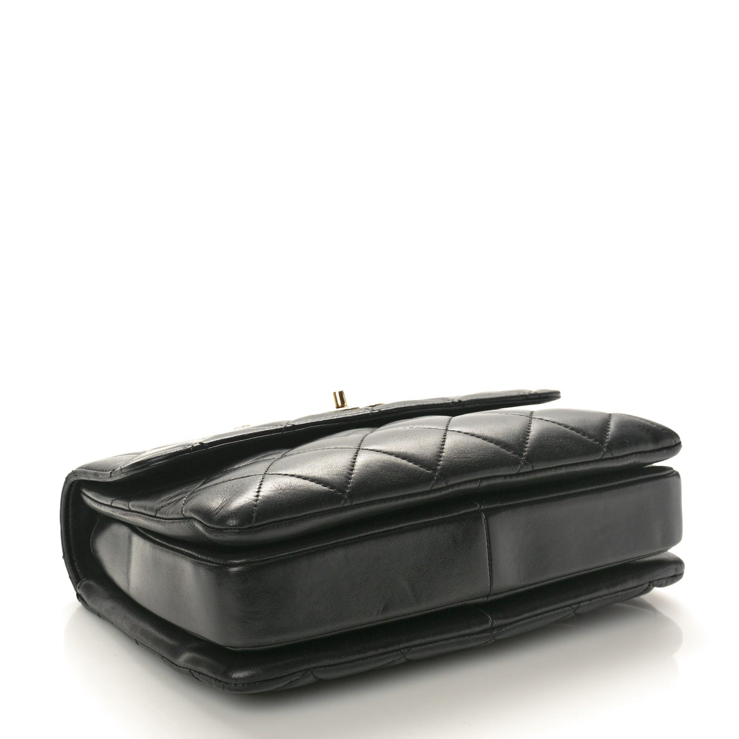 Lambskin Quilted Small Trendy CC Dual Handle Flap Bag Black