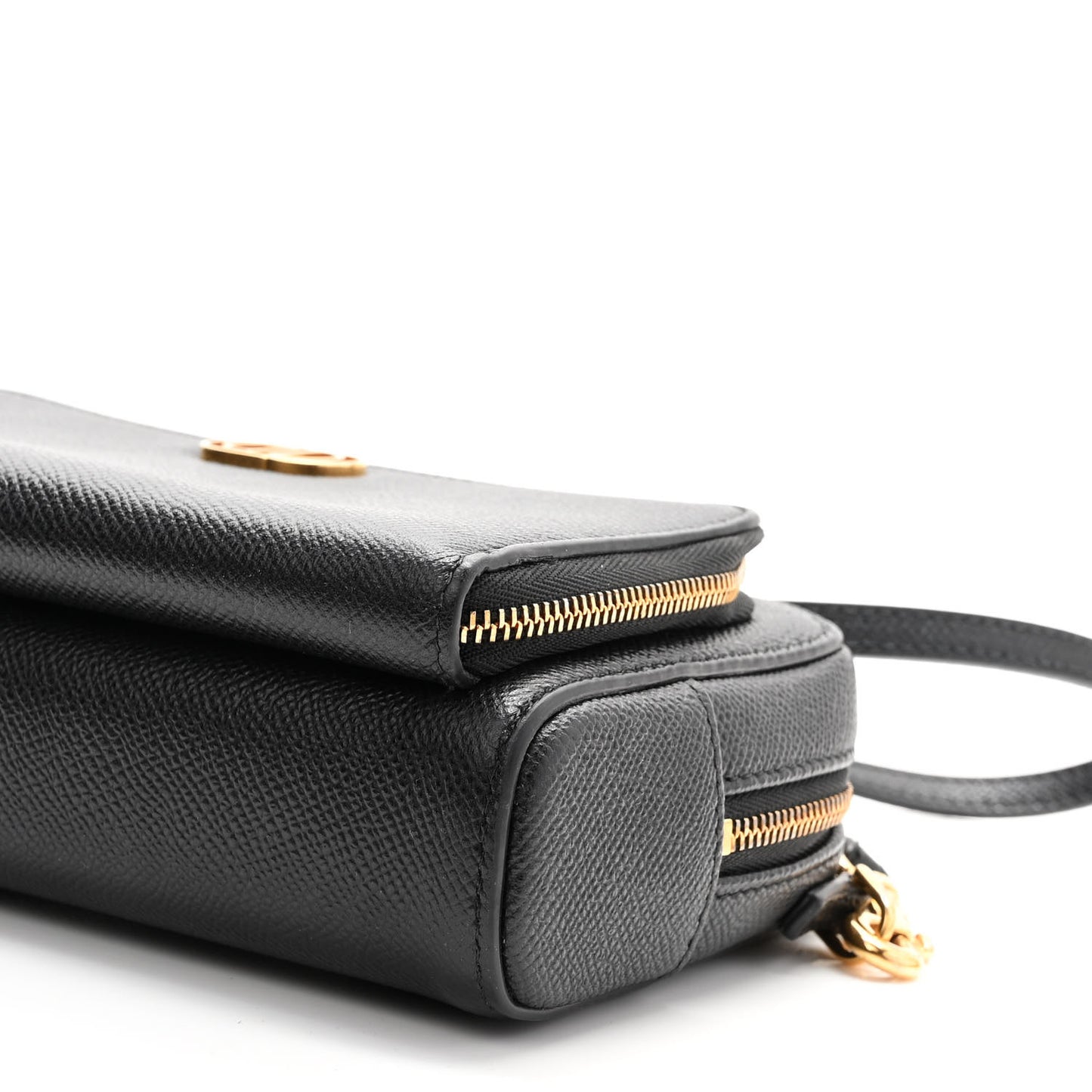 Grained Calfskin Caro Double Pouch Black