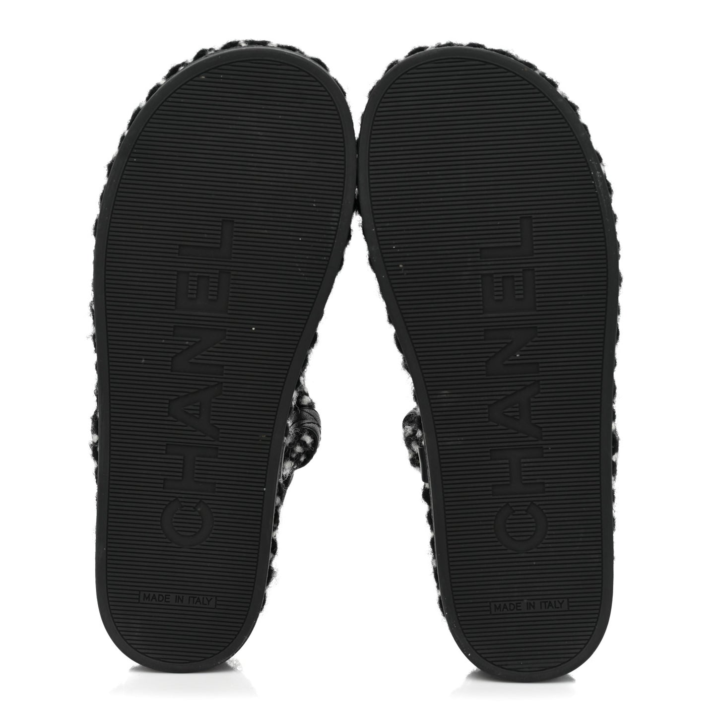 Cord Lambskin Quilted Logo Sandals 37 Black White
