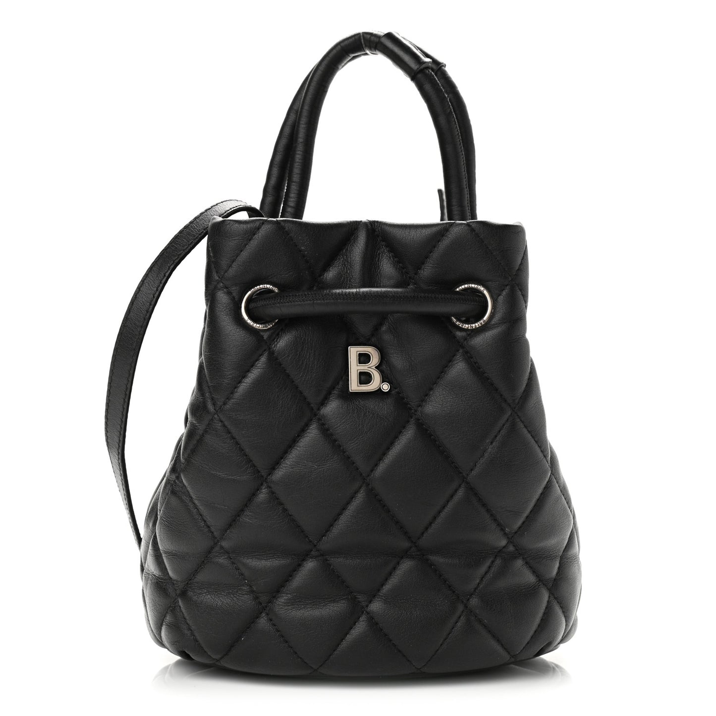 Nappa Calfskin Quilted Touch B Bucket Bag Black